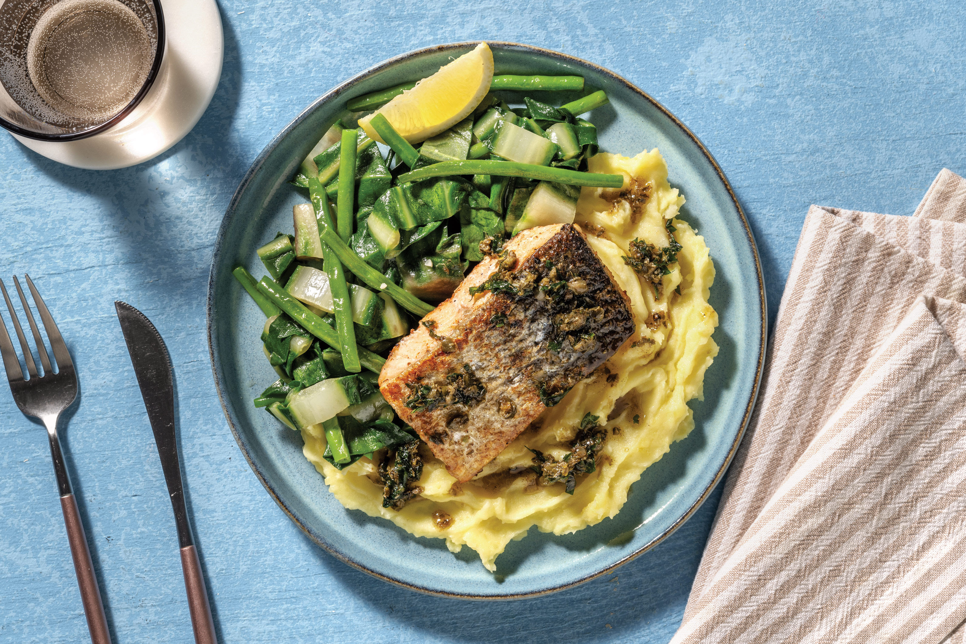 Salmon & Garlicky SilverbeetGreen Beans Recipe HelloFresh