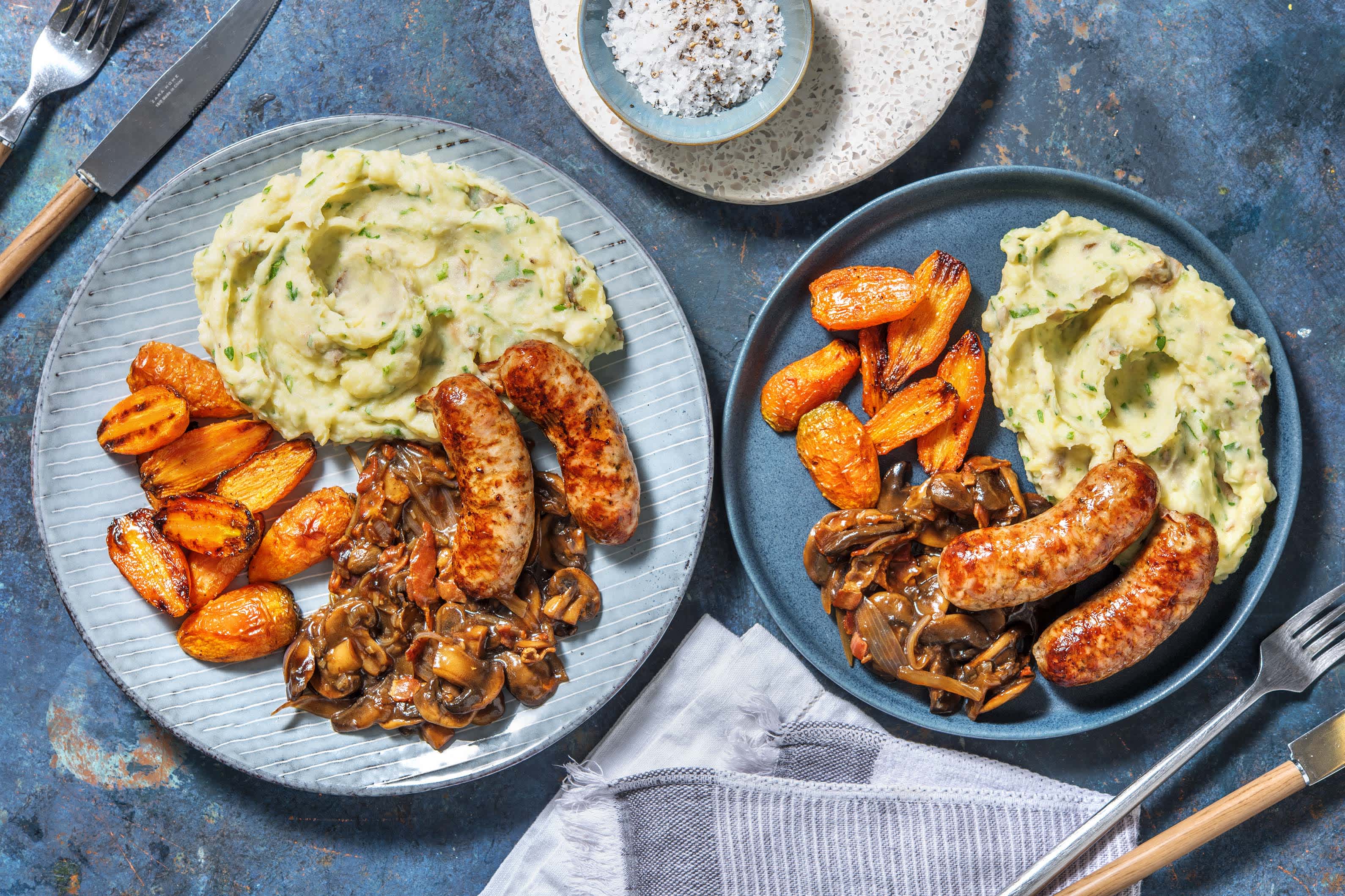 Sausages with Mushroom Vin Sauce Recipe HelloFresh