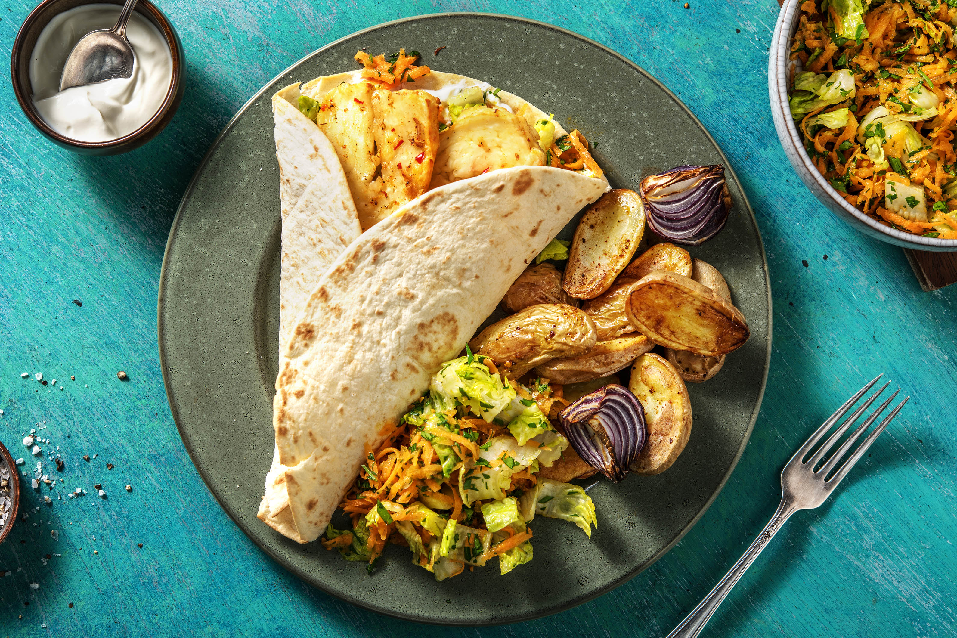 Scharfe Piri Piri-Halloumi-Wraps Rezept | HelloFresh