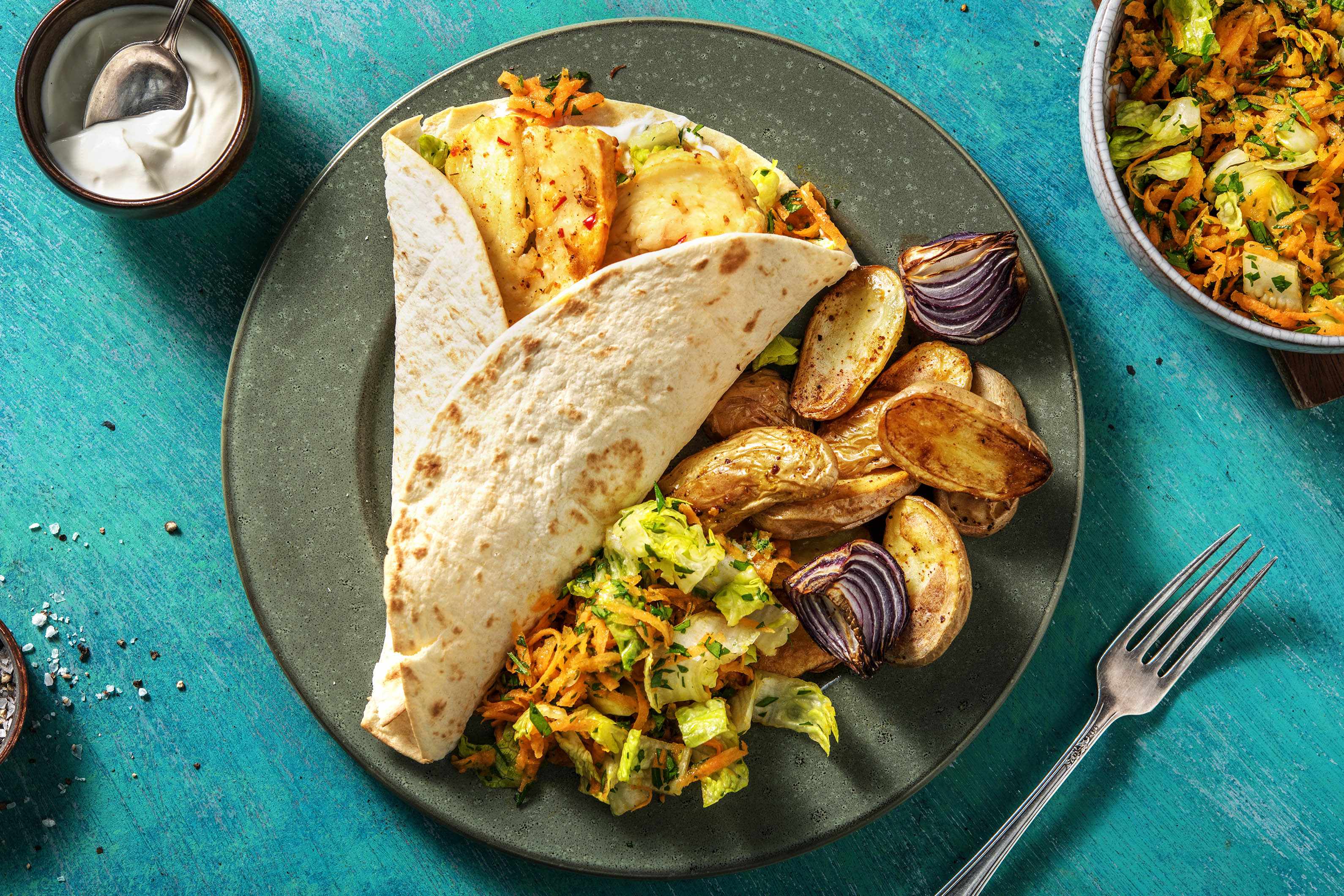 Scharfe Piri-Piri-Halloumi-Wraps Rezept | HelloFresh