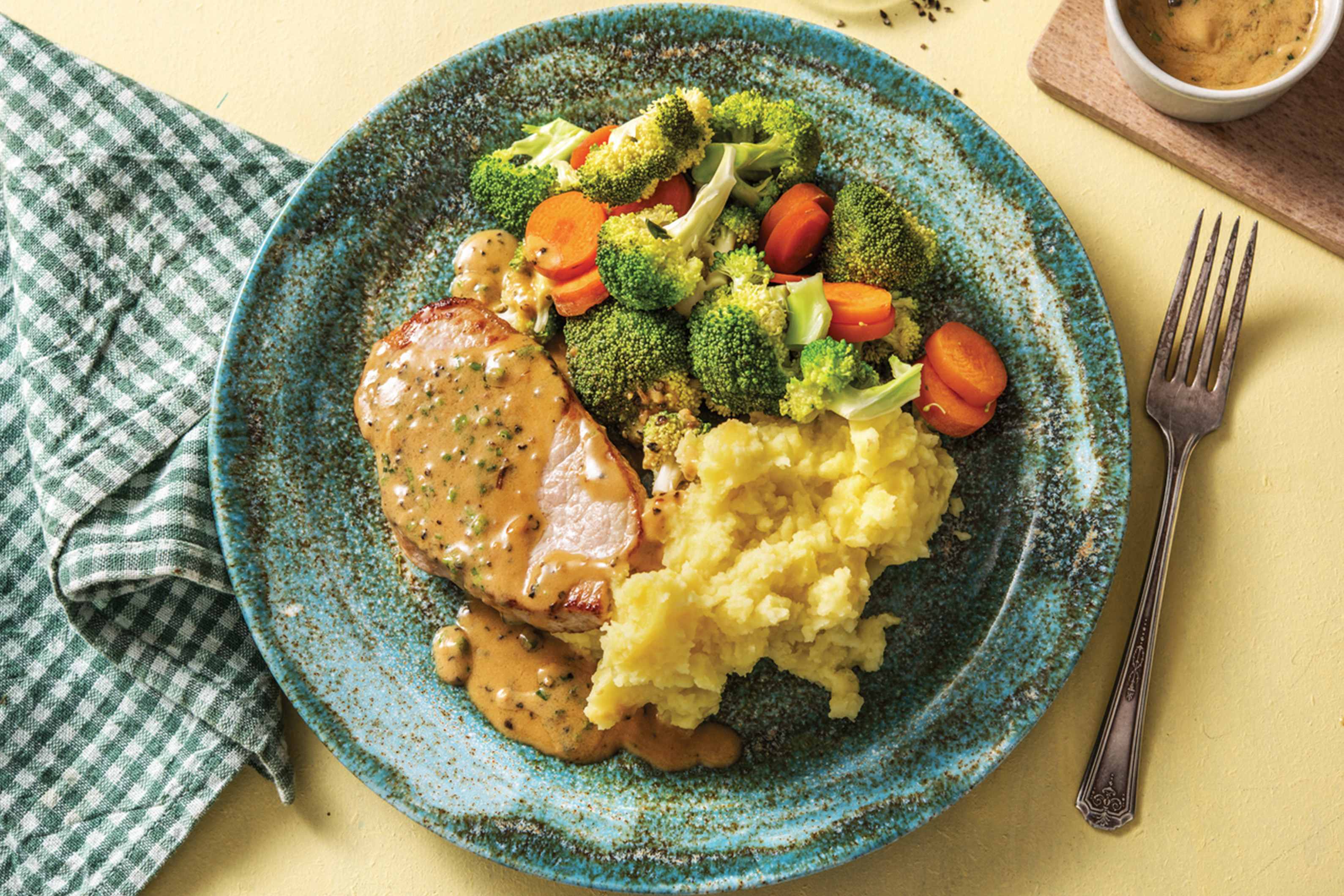 Seared Pork & Creamy Peppercorn Sauce Recipe HelloFresh