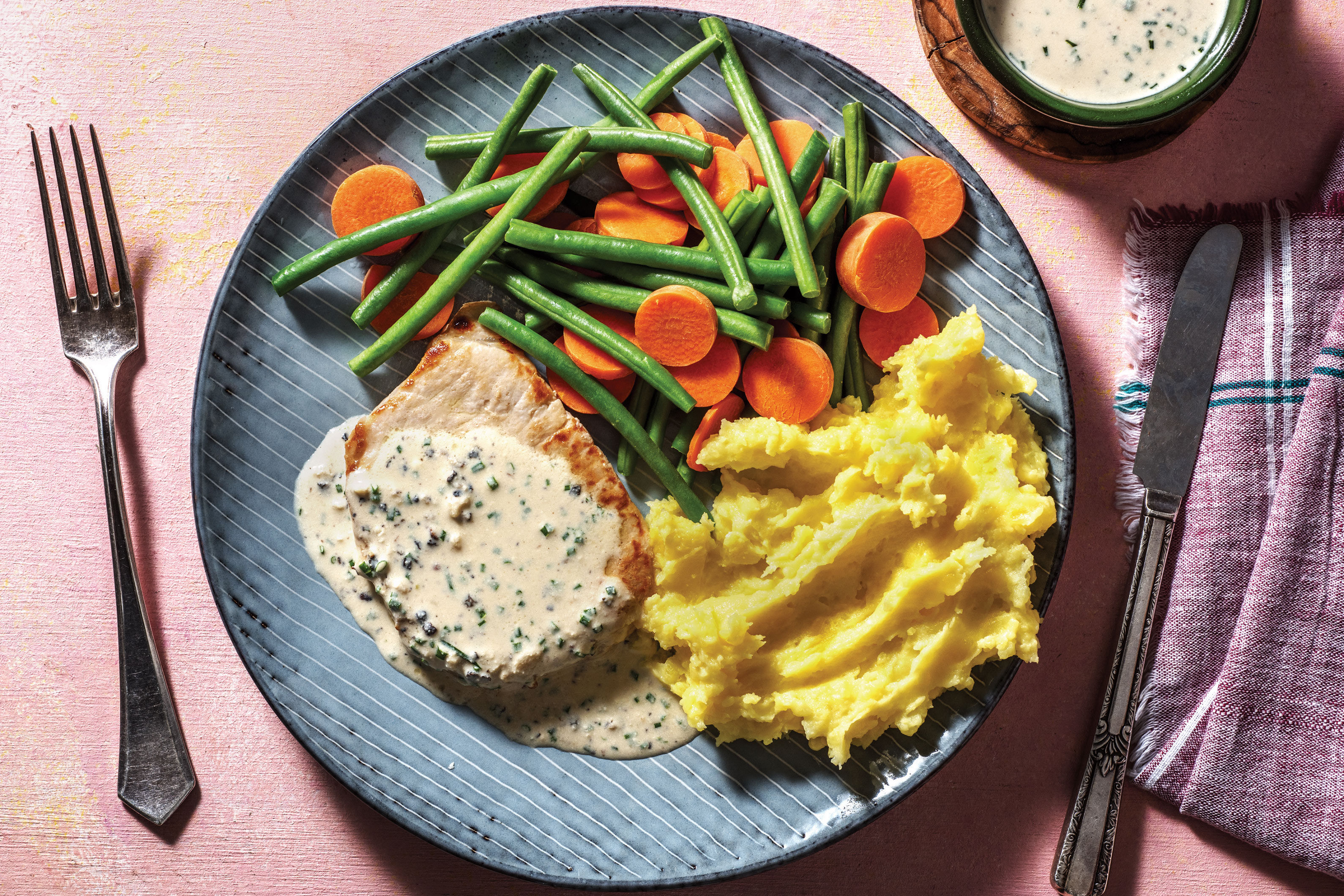 Seared Pork & Peppercorn Sauce with Mash Recipe HelloFresh