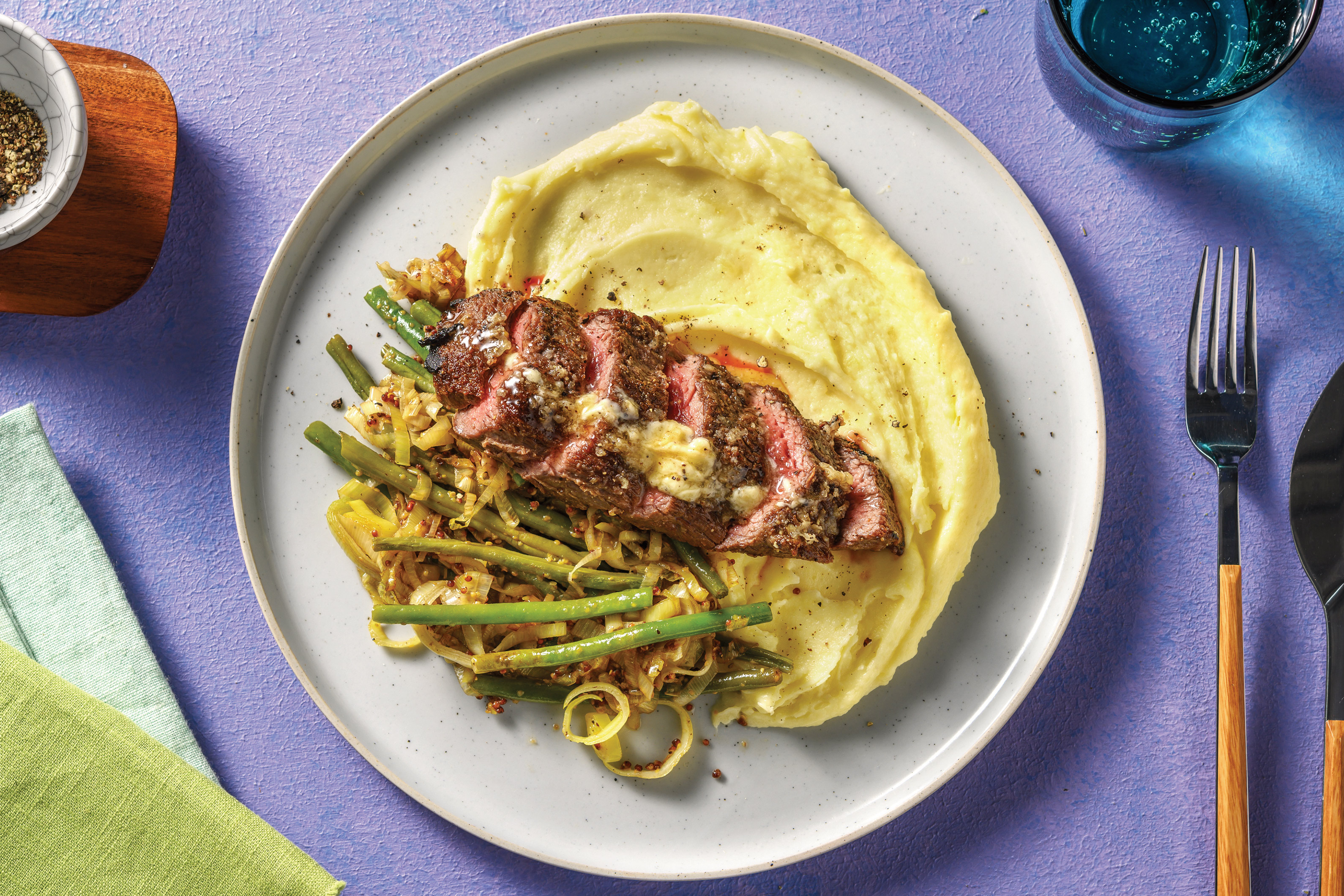 Seared Steak And Mustardy Greens Recipe Hellofresh 8298