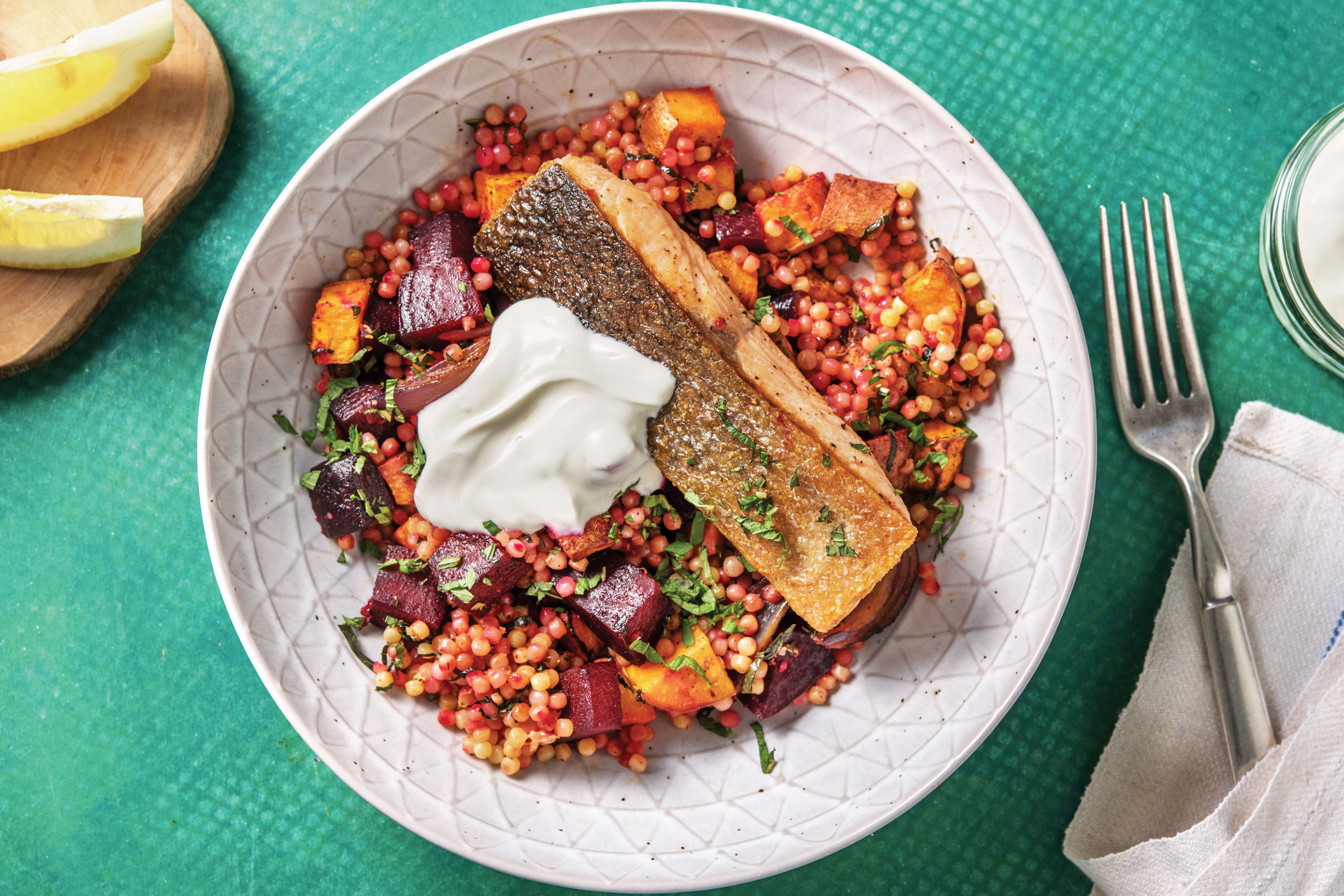 Seared Salmon & Pearl Couscous Recipe HelloFresh