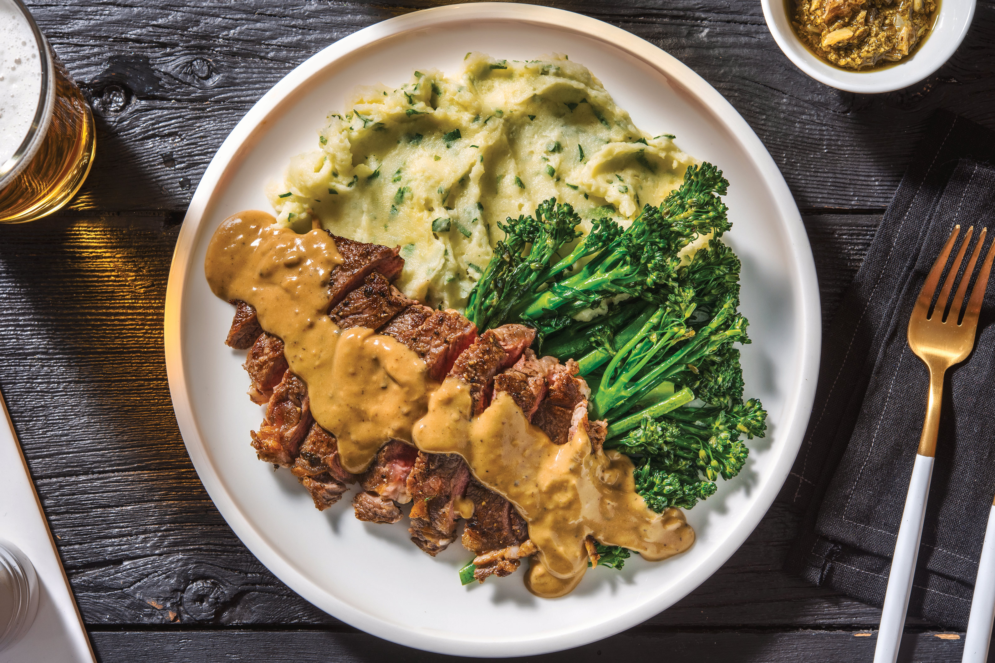 Seared Sirloin & Creamy Peppercorn Sauce Recipe | HelloFresh