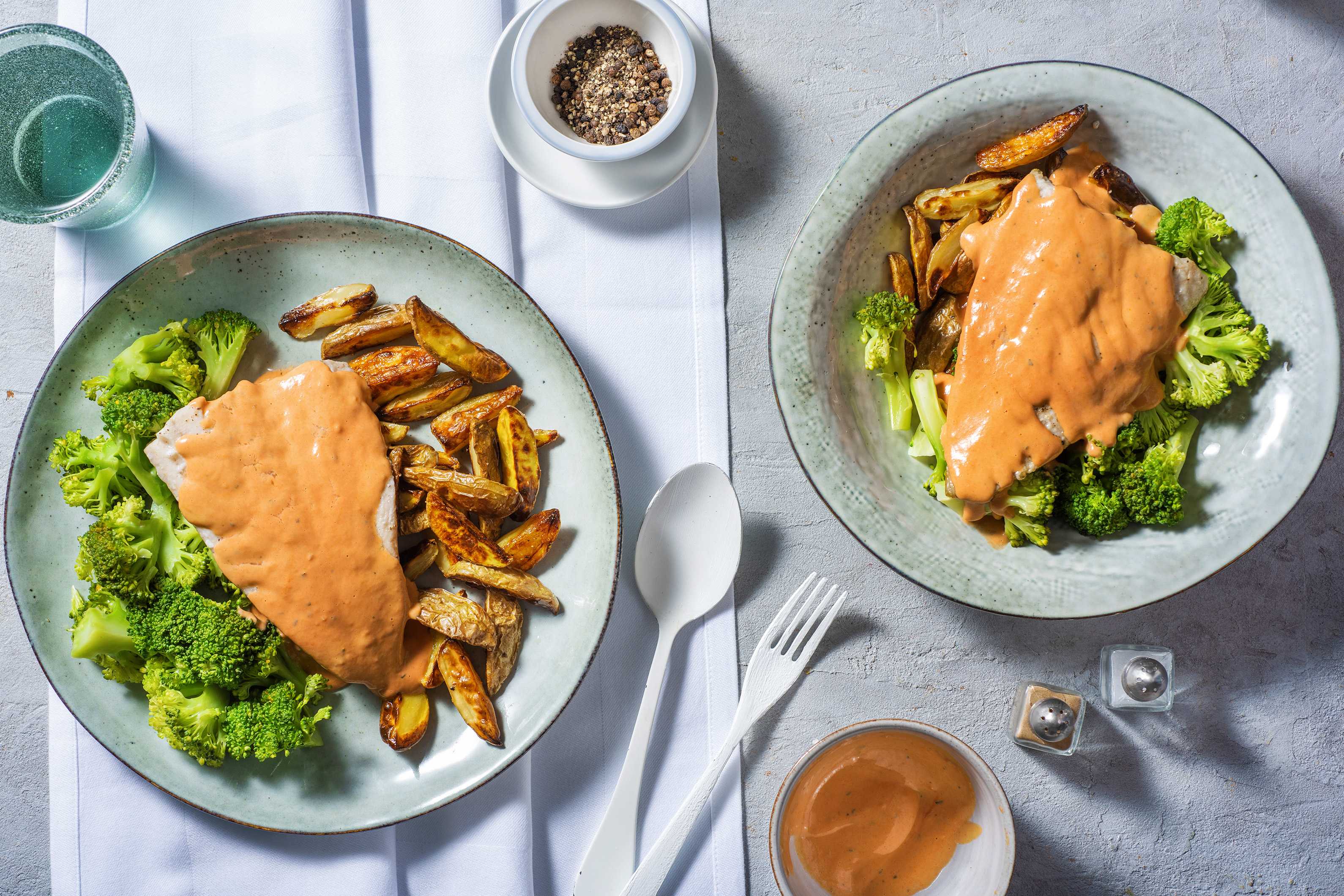 Seelachs in Tomaten-Sahne-Soße aus dem Ofen Rezept | HelloFresh