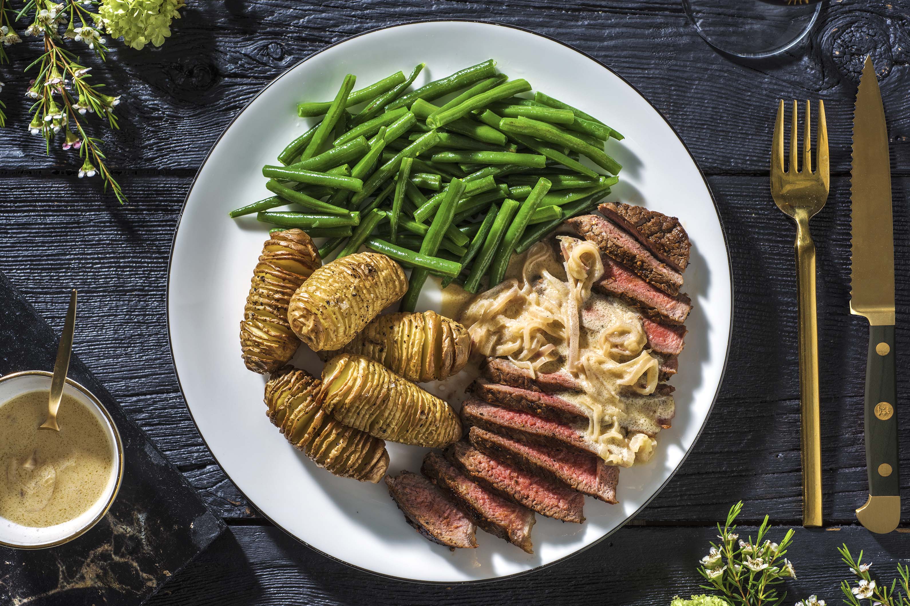 Sirloin Steak And Mini Hasselback Potatoes Recipe Hellofresh