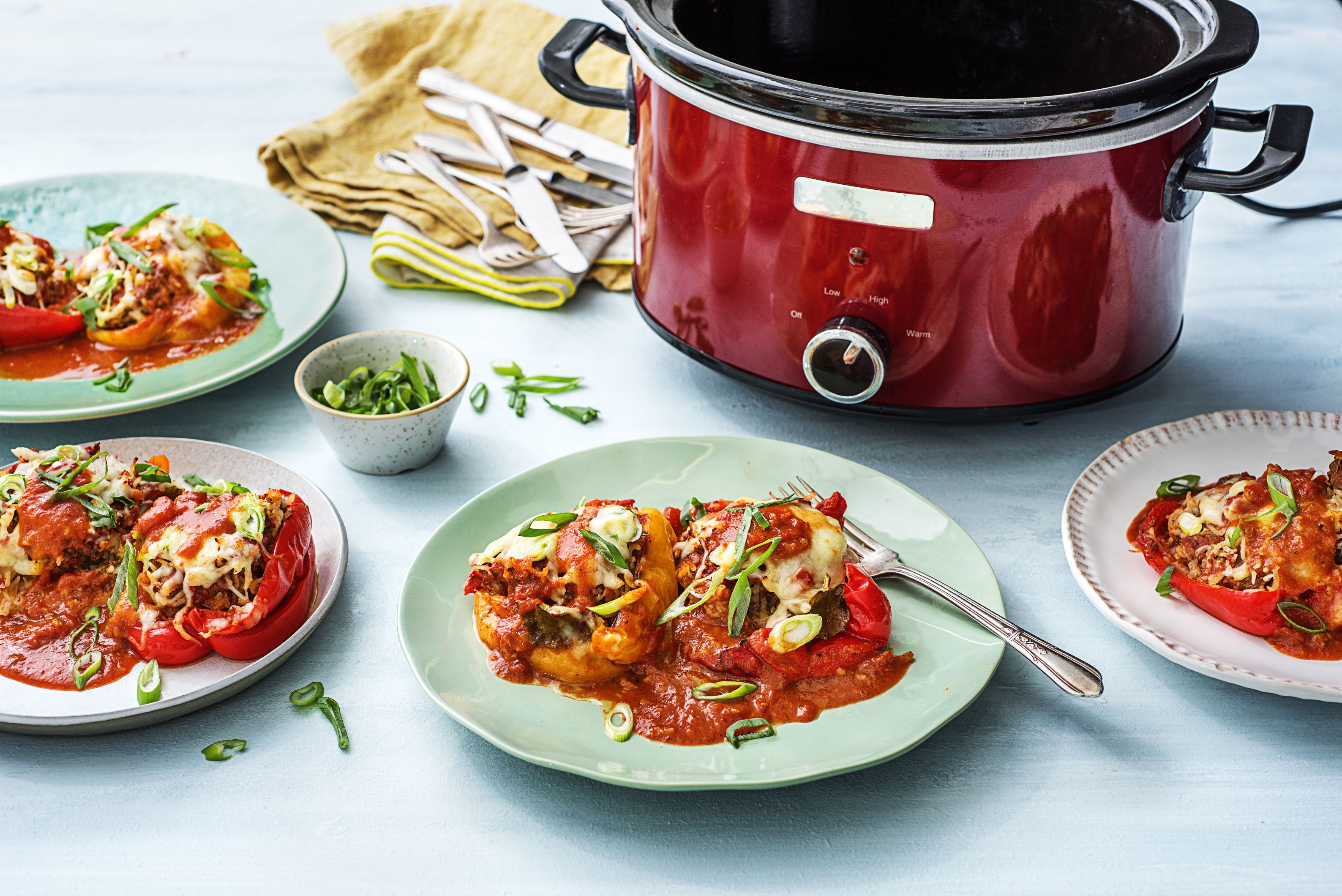 Slow Cooker Stuffed Red Peppers - Slow Cooker Gourmet