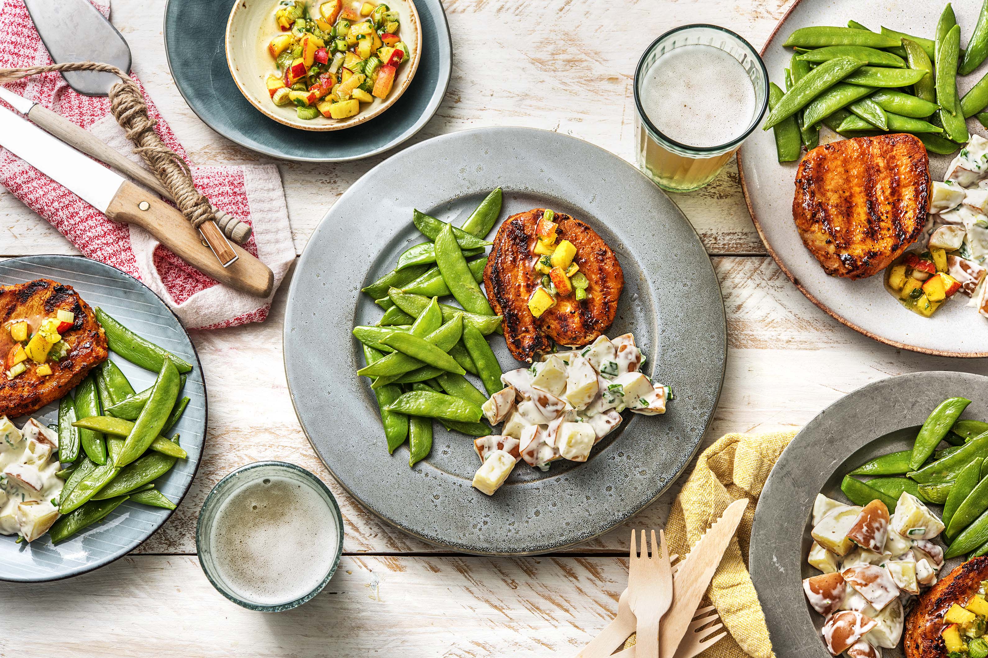 Grilled Pork Chops with Peach Salsa Recipe HelloFresh