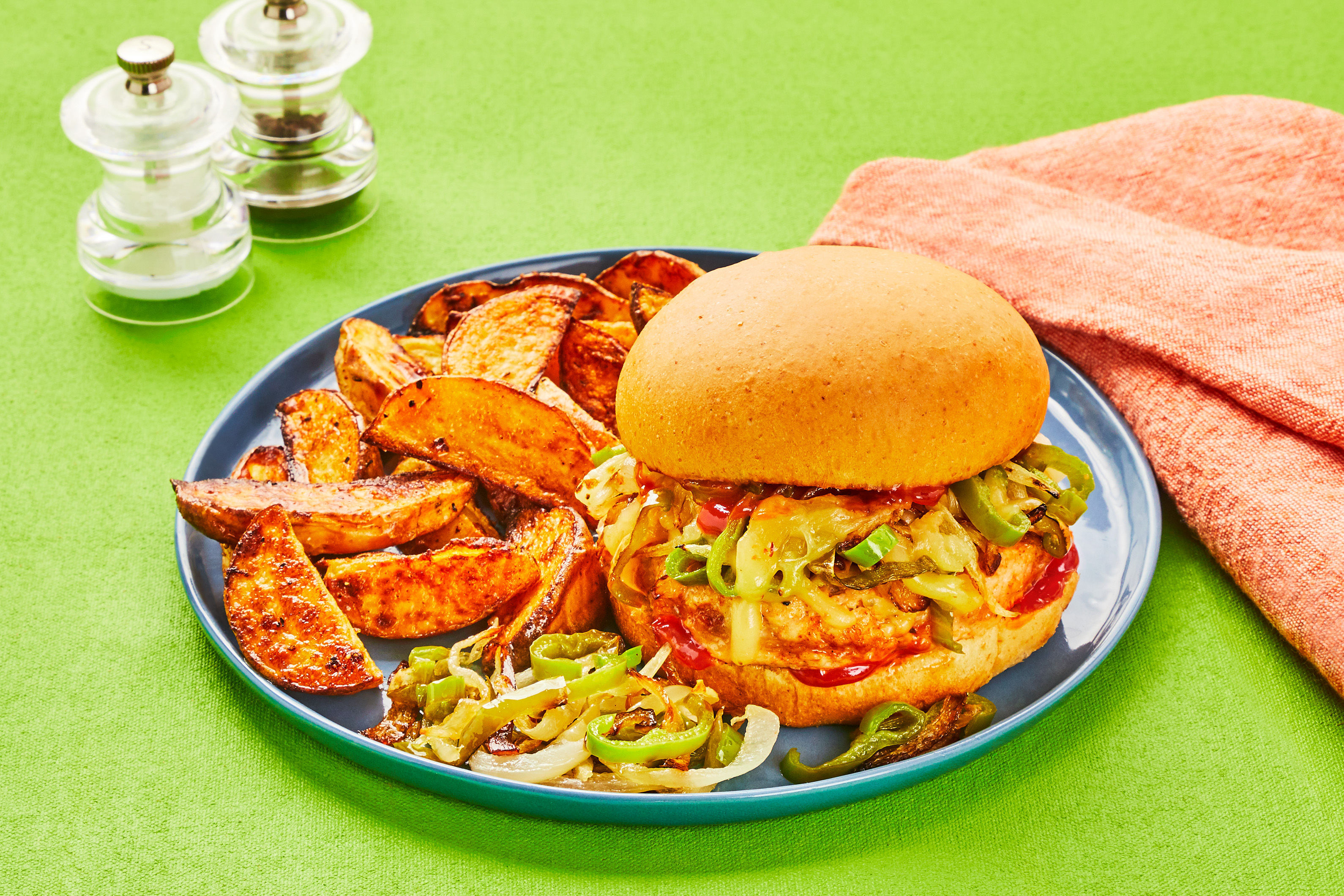 Smothered Pepper Jack Stuffed Burgers