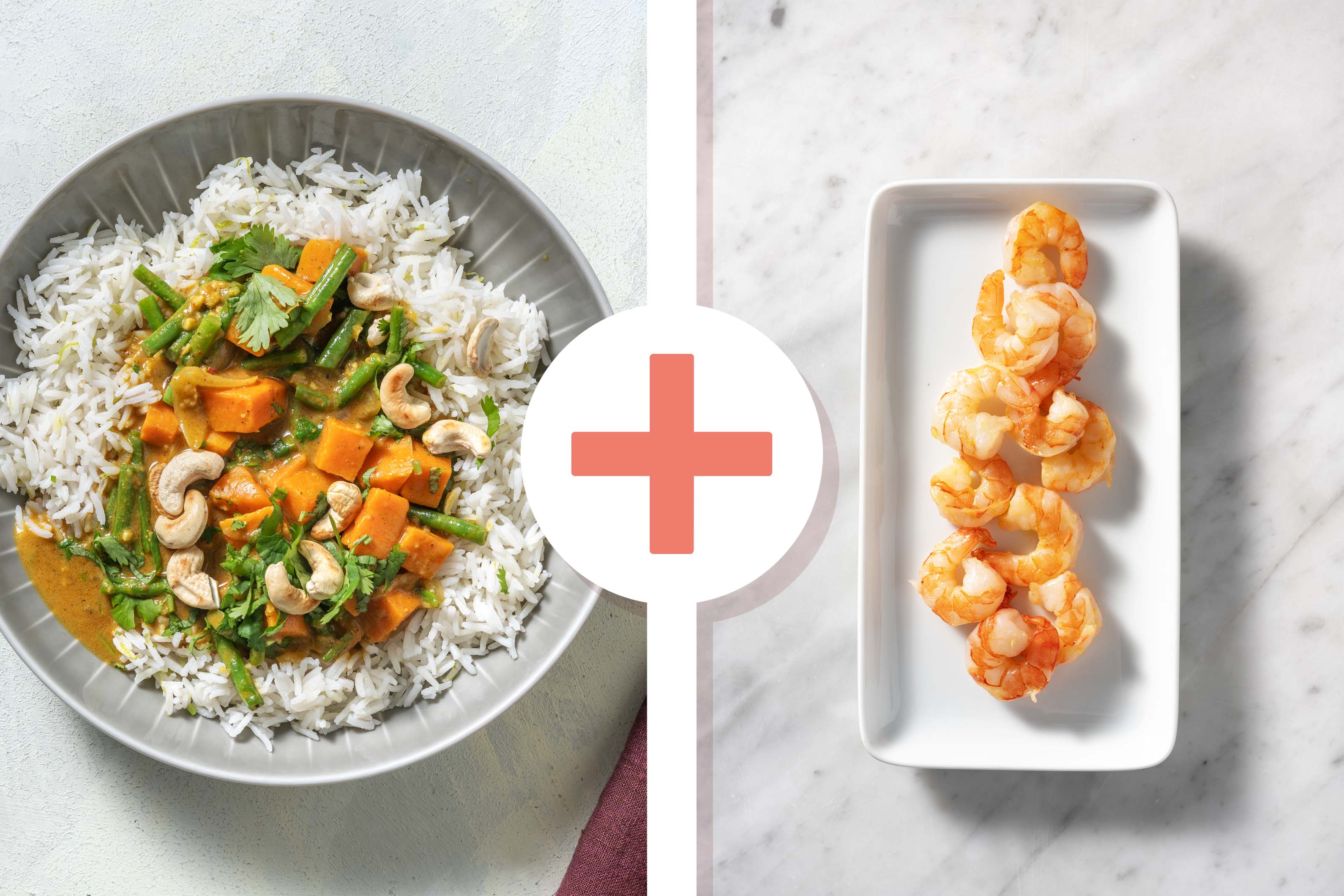 Sri Lankan Style Sweet Potato and Green Bean Curry with King Prawns