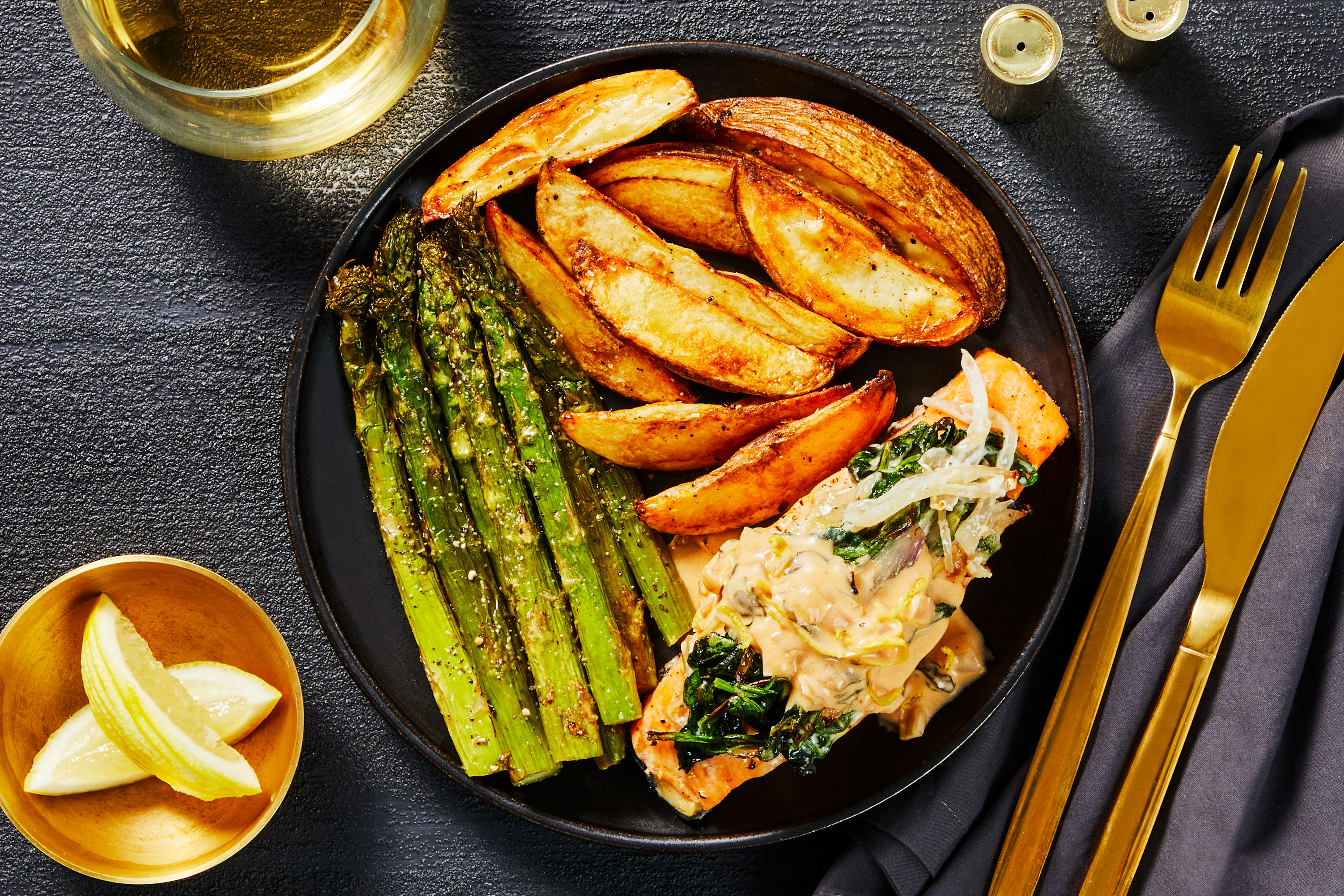 Stuffed Salmon with Creamy Spinach