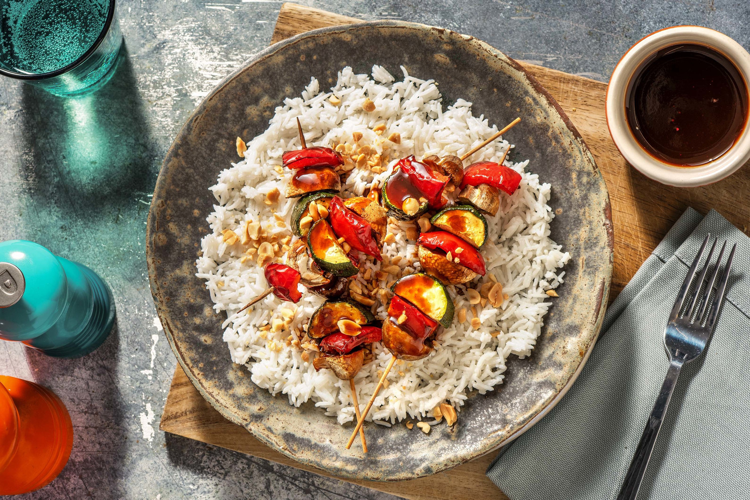 Bunte Gemüsespieße mit Teriyakisoße Rezept | HelloFresh