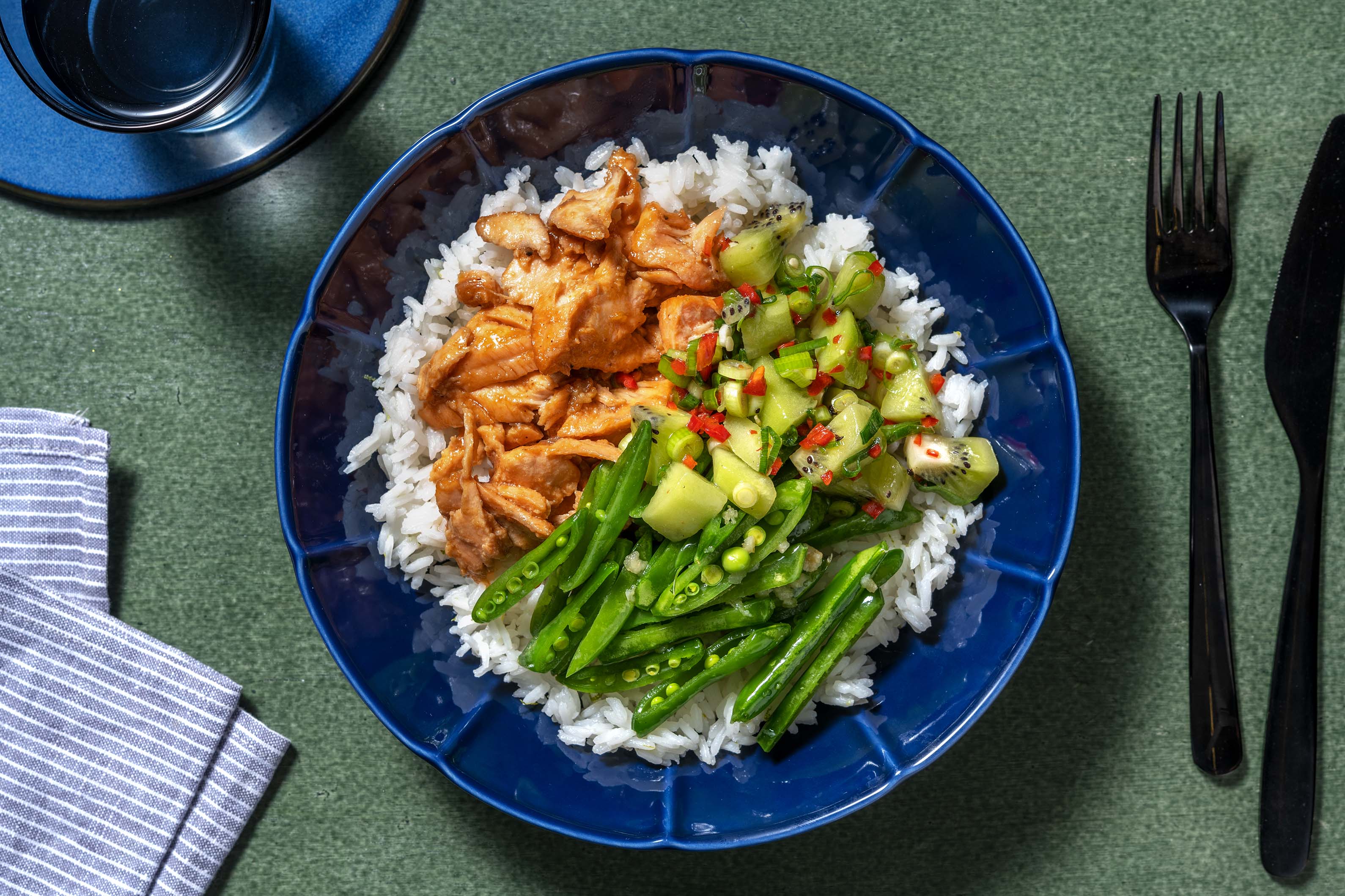 Teriyaki Salmon Poke Bowl, Rice & Salsa Recipe | HelloFresh