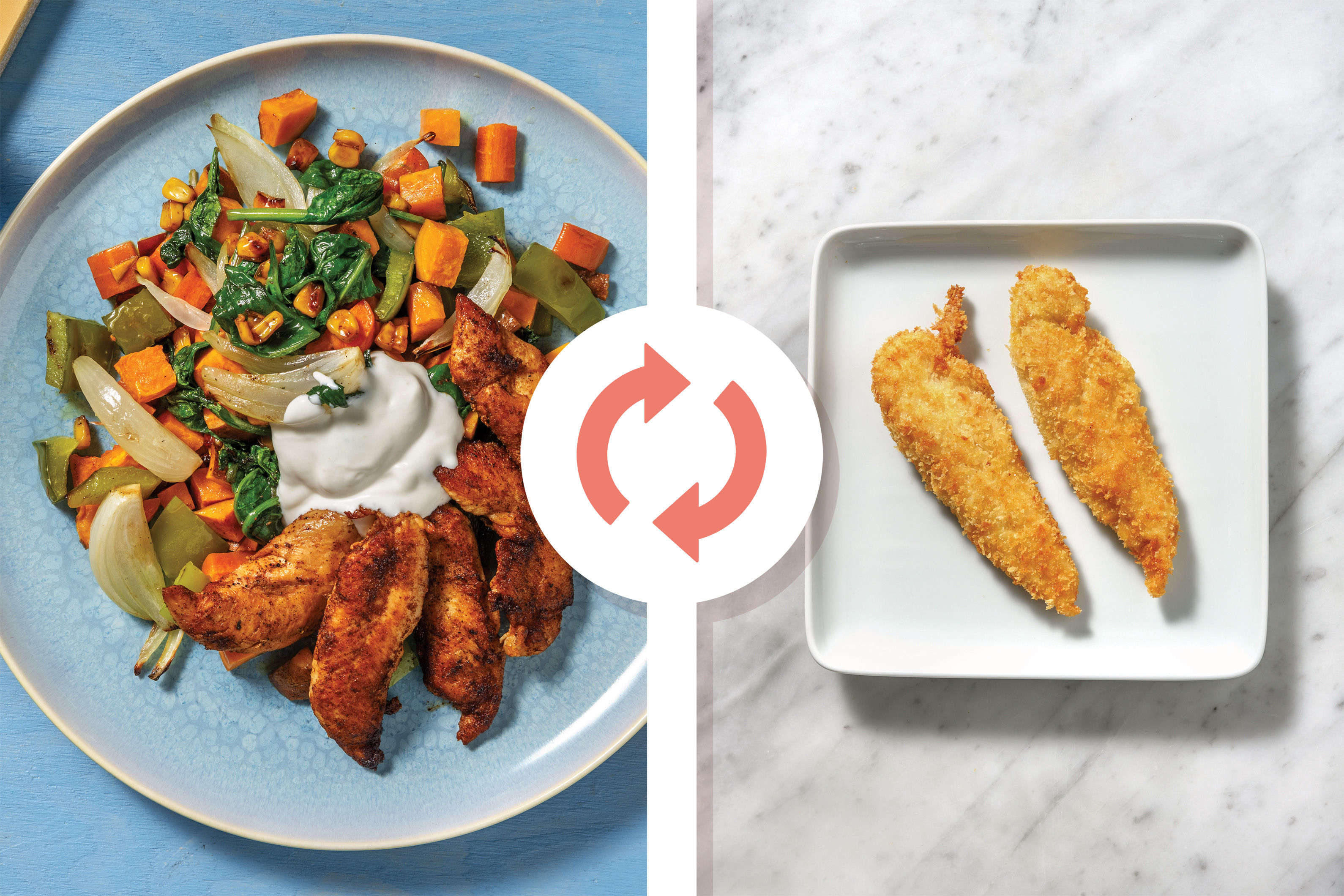 Tex-Mex Plant-Based Crumbed Chicken & Roast Veggie Toss Recipe | HelloFresh