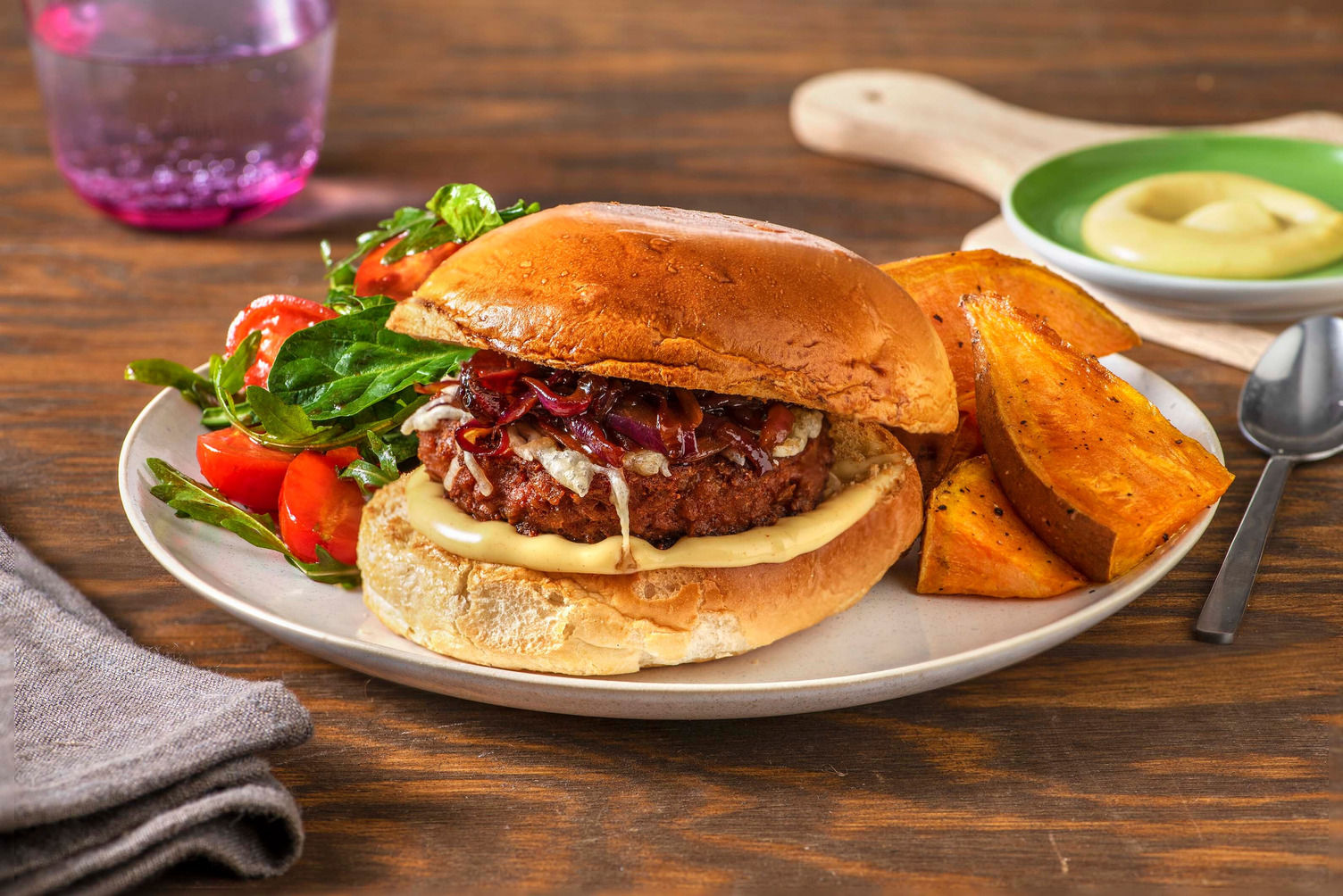 Veggie Burgers and Caramelized Onions Recipe HelloFresh