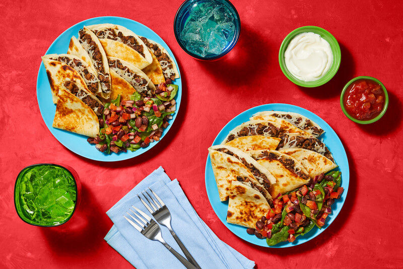 ChiliSpiced Bean & Cheesy Beef Quesadillas Recipe HelloFresh