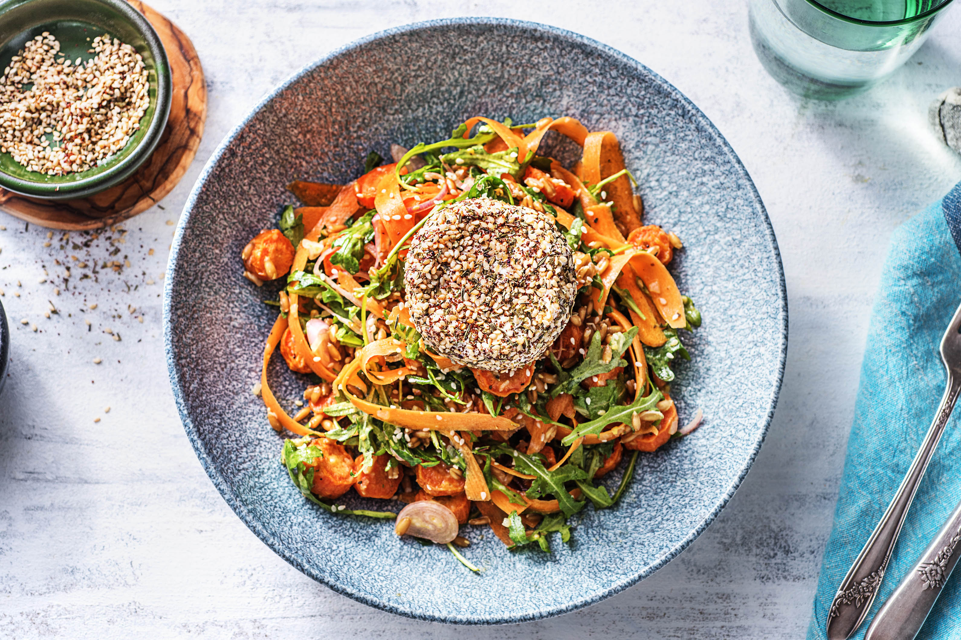 Za'atar Goat Cheese with Farro Salad Recipe | HelloFresh