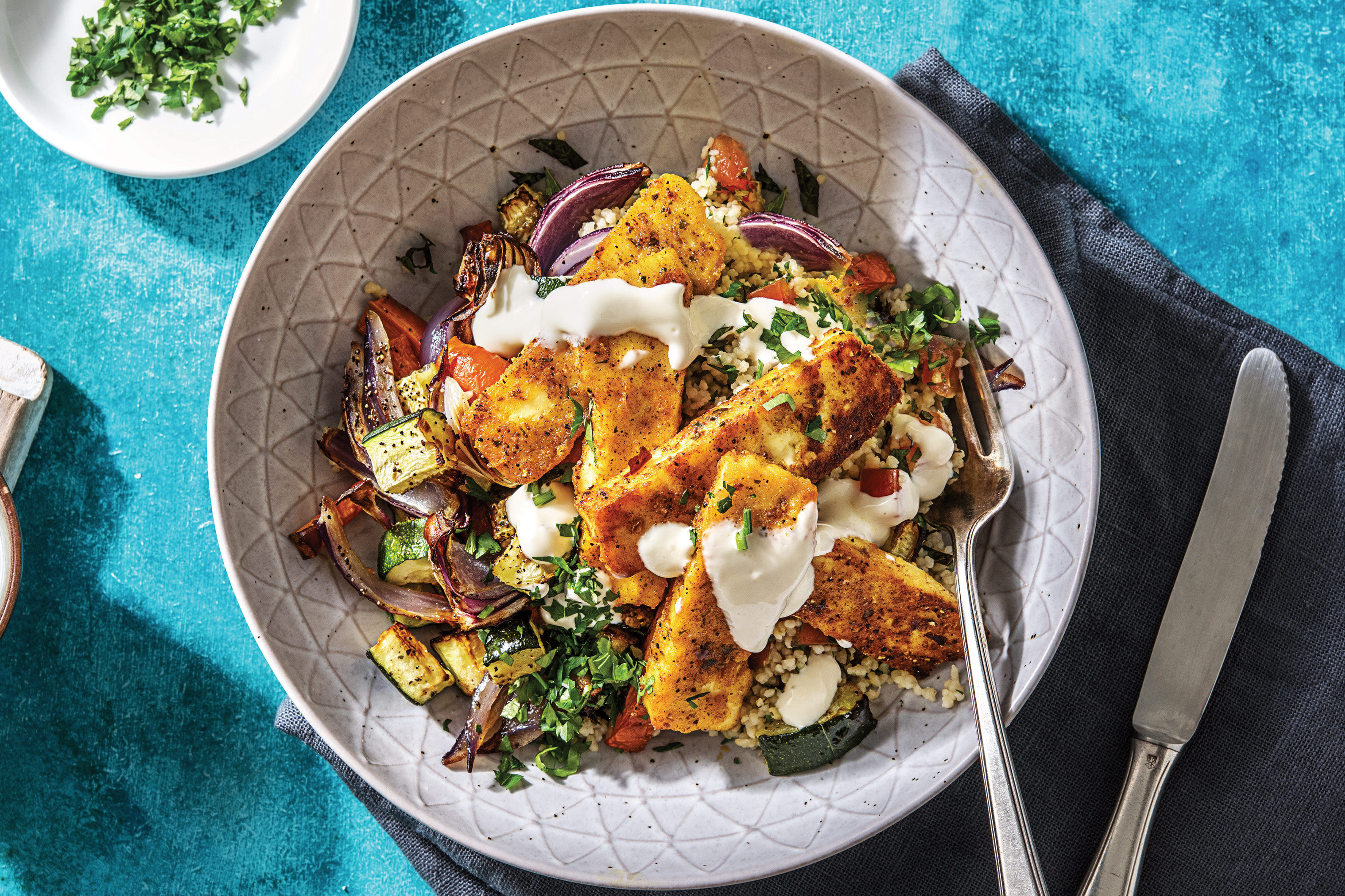 Moroccan Spiced Haloumi with Couscous Recipe HelloFresh
