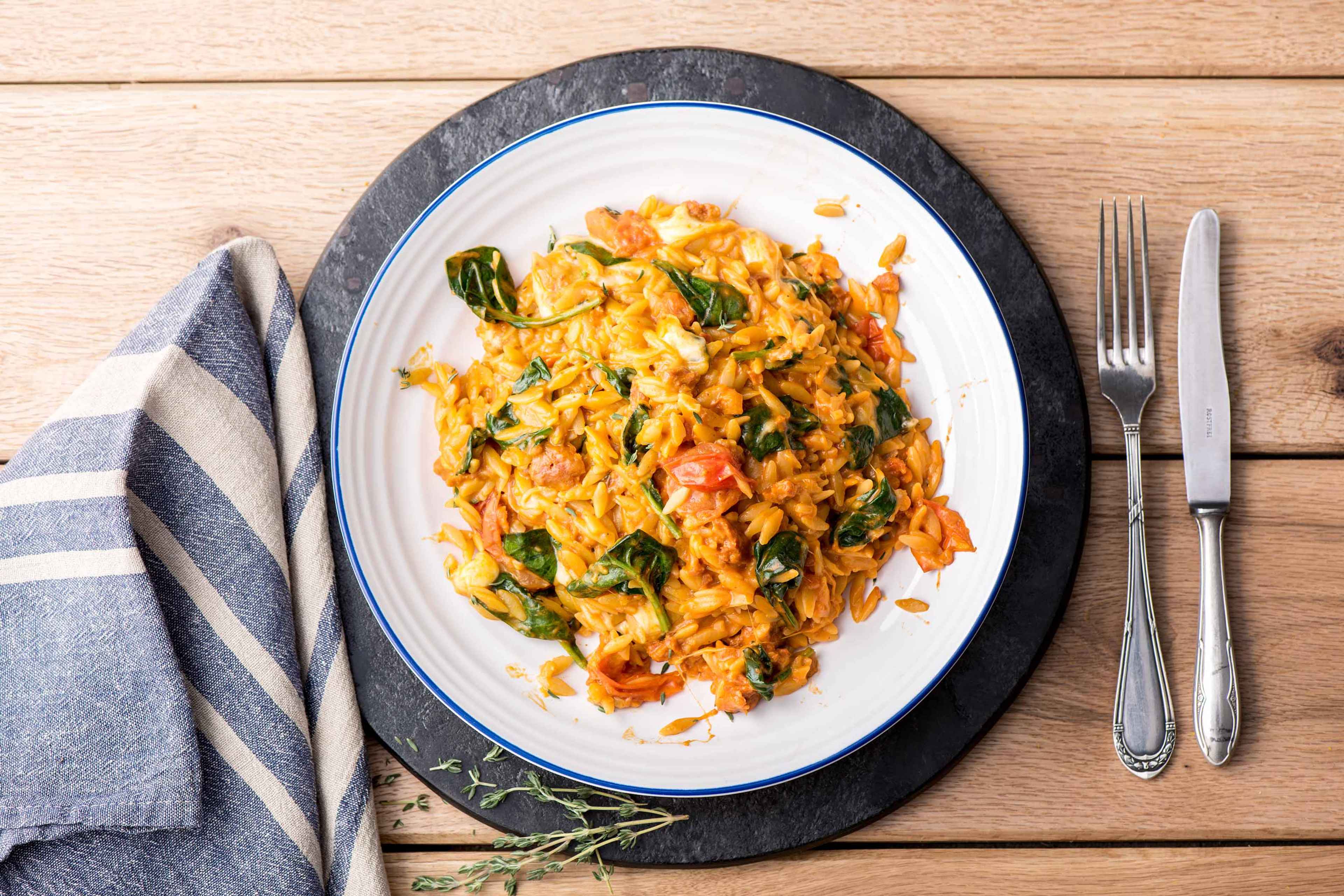Cheesy Tomato, Chorizo and Mozzarella Orzo Risotto Recipe HelloFresh