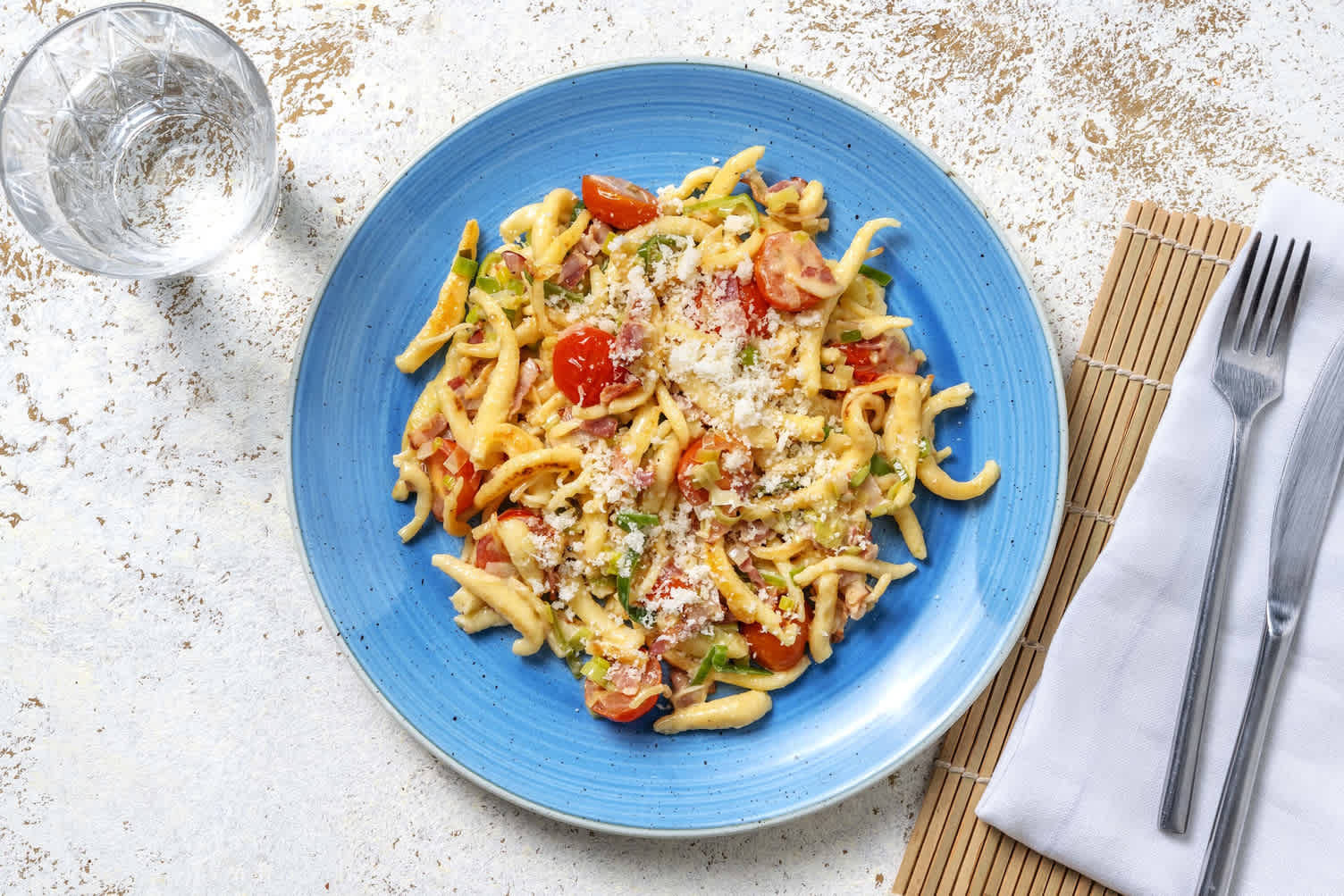 Frische Eierspätzle mit Bacon