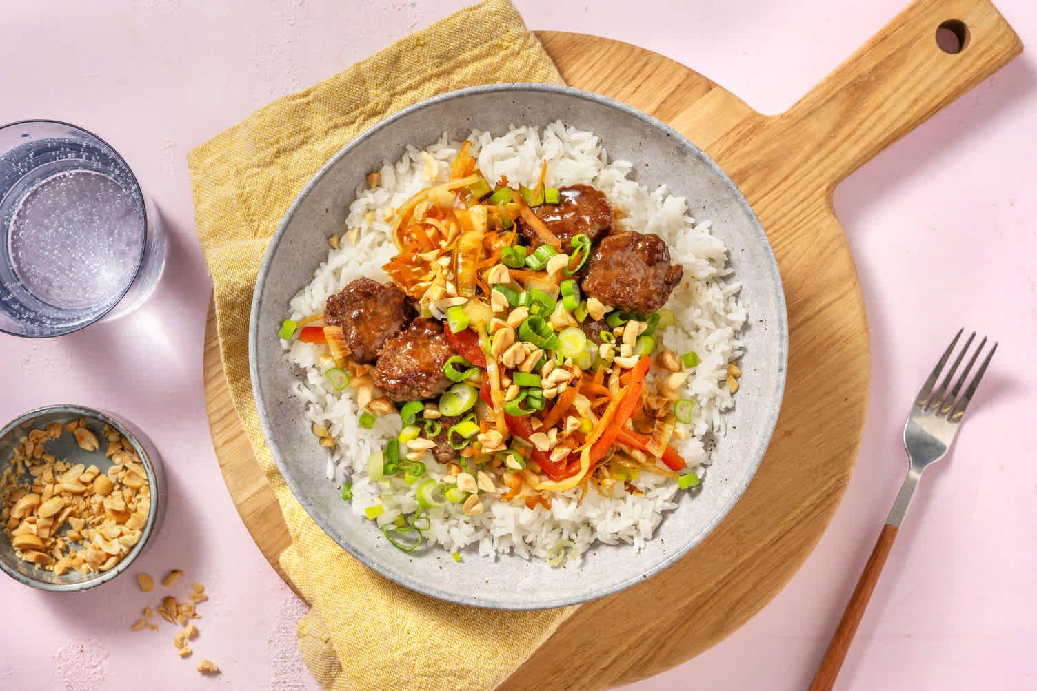 Teriyaki-gehaktballetjes met rijst