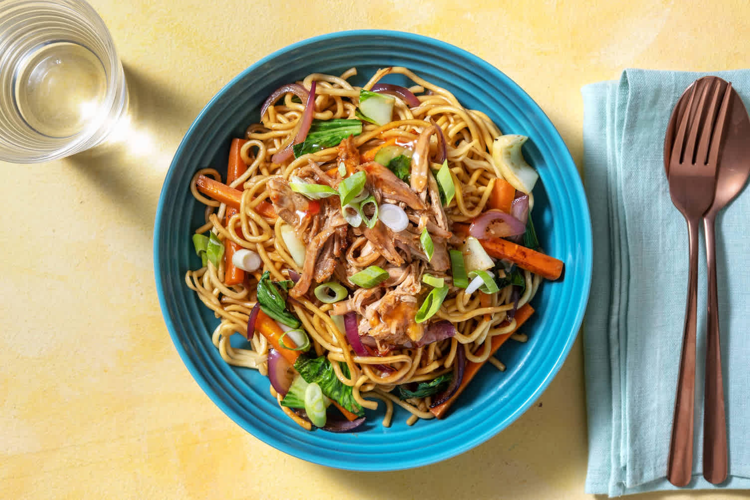 Sweet and Spicy Pulled Pork Noodle Bowl