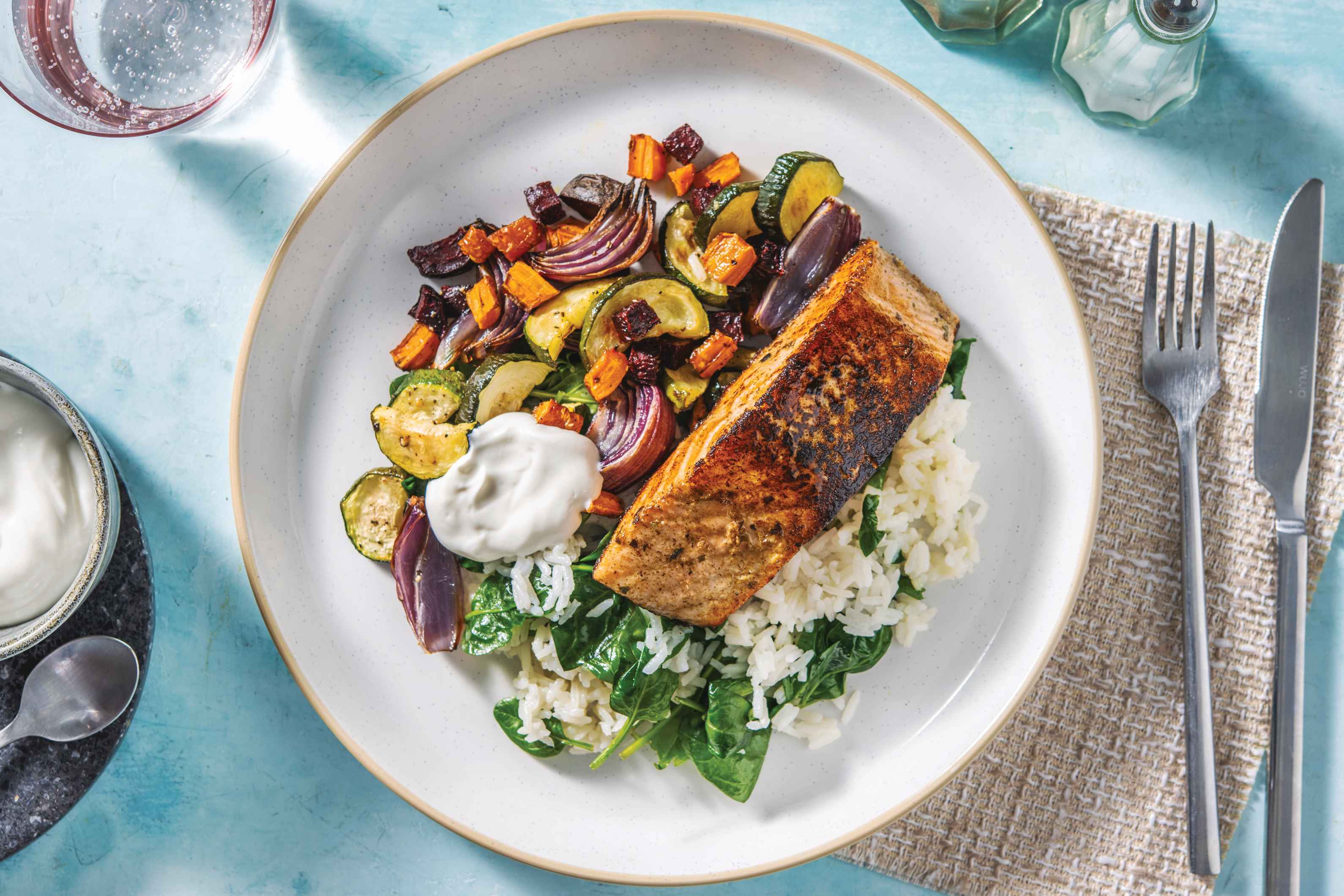 Chermoula Salmon & Garlic Rice Recipe | HelloFresh