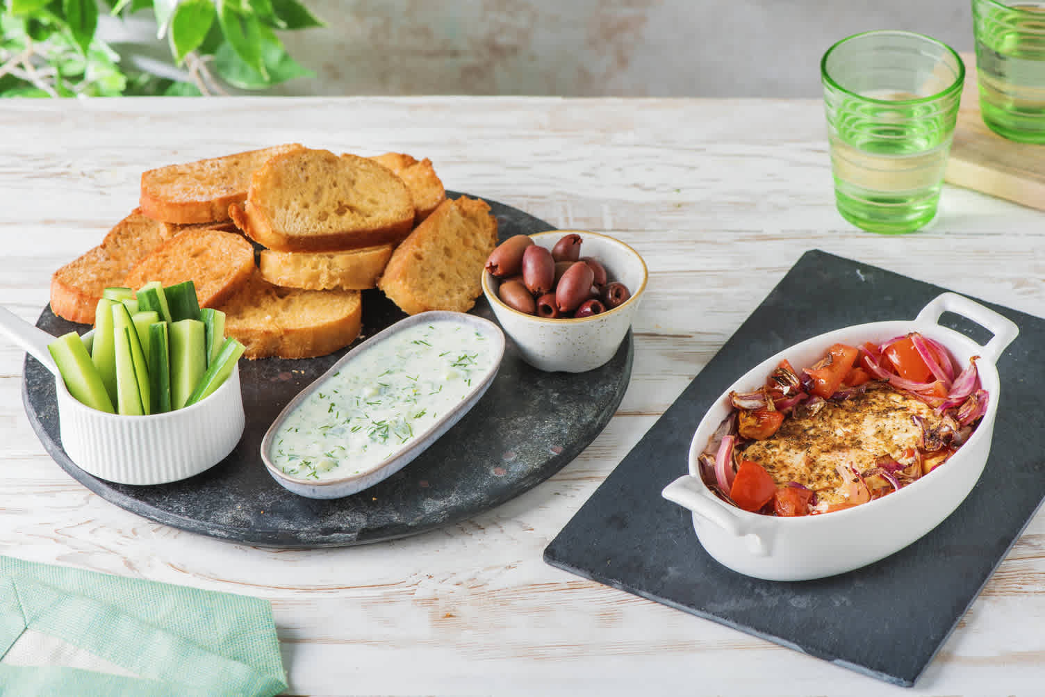 Gebackener Hirtenkäse mit Kalamata-Oliven