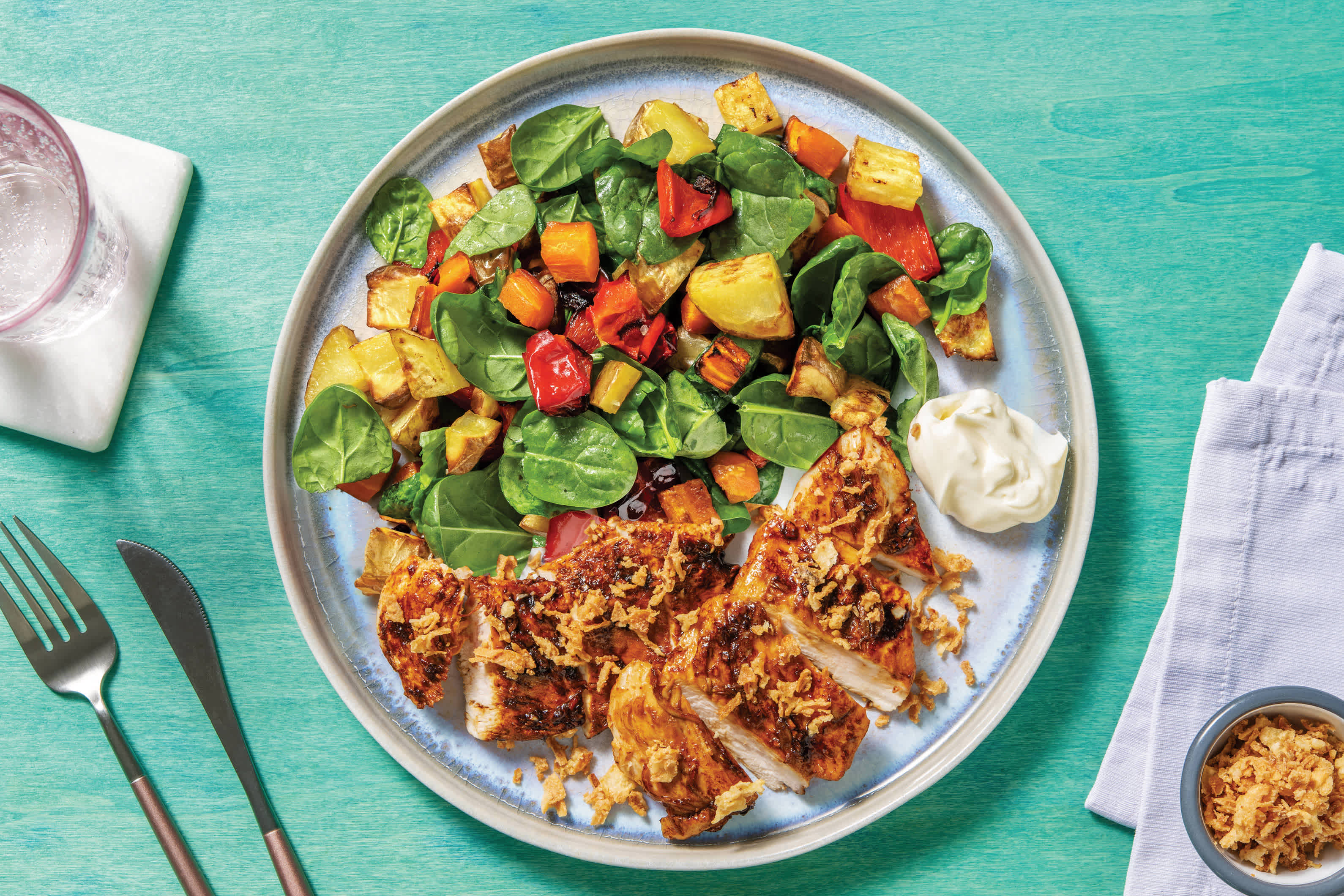 Lemony Ginger Chicken & Roast Veggie Toss Recipe HelloFresh