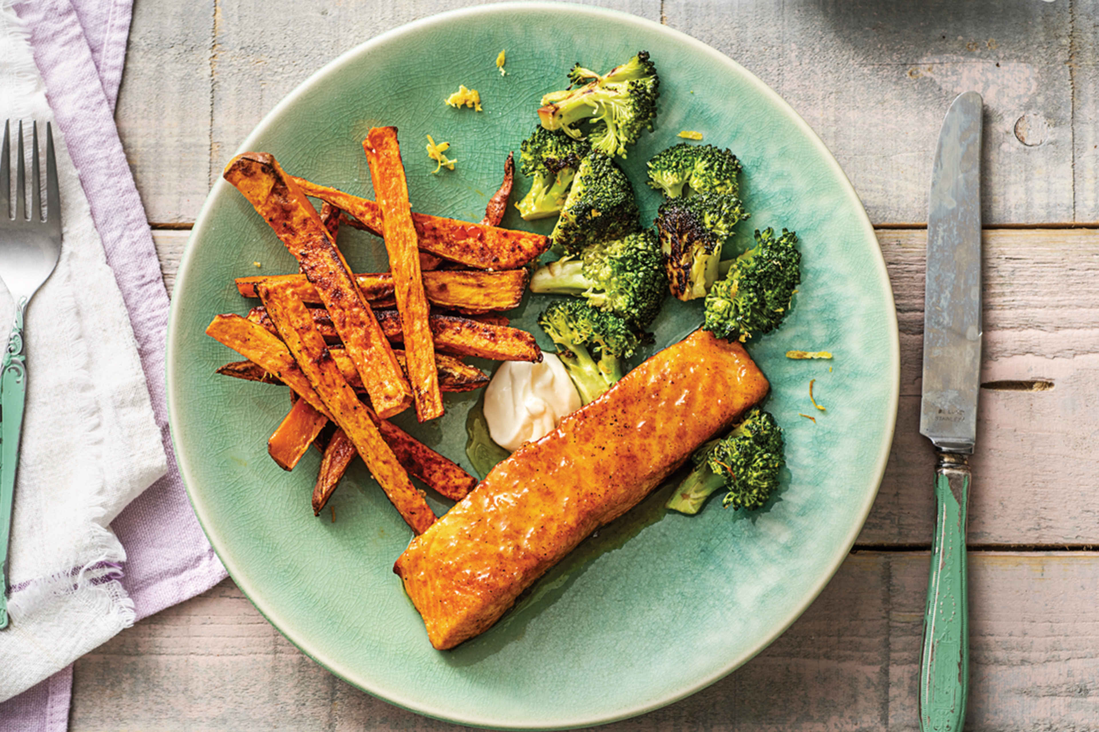 Honey Salmon with Sweet Potato Fries Recipe HelloFresh