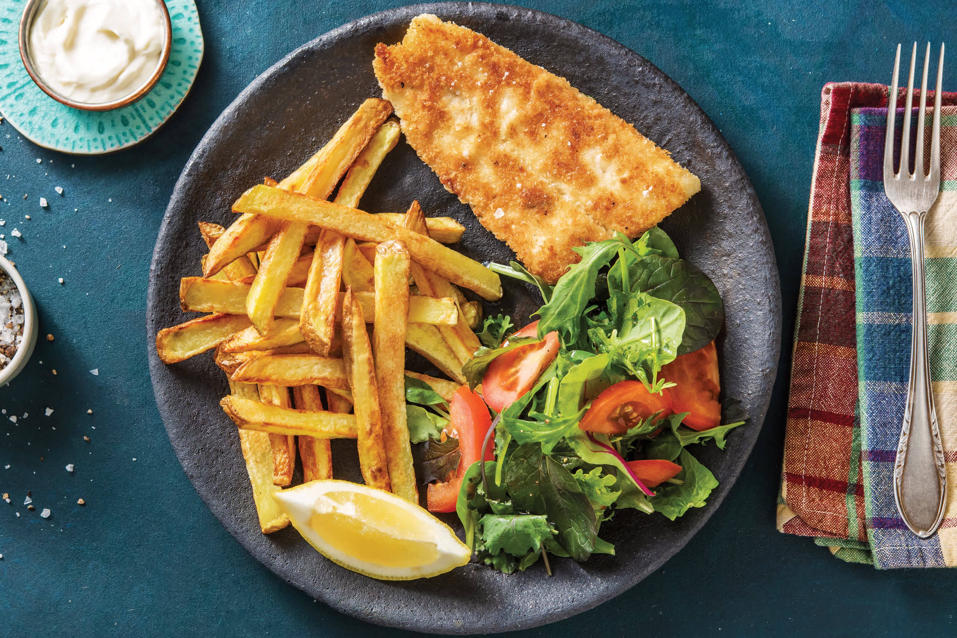 Lemon Pepper Crumbed Fish with Chips Recipe HelloFresh