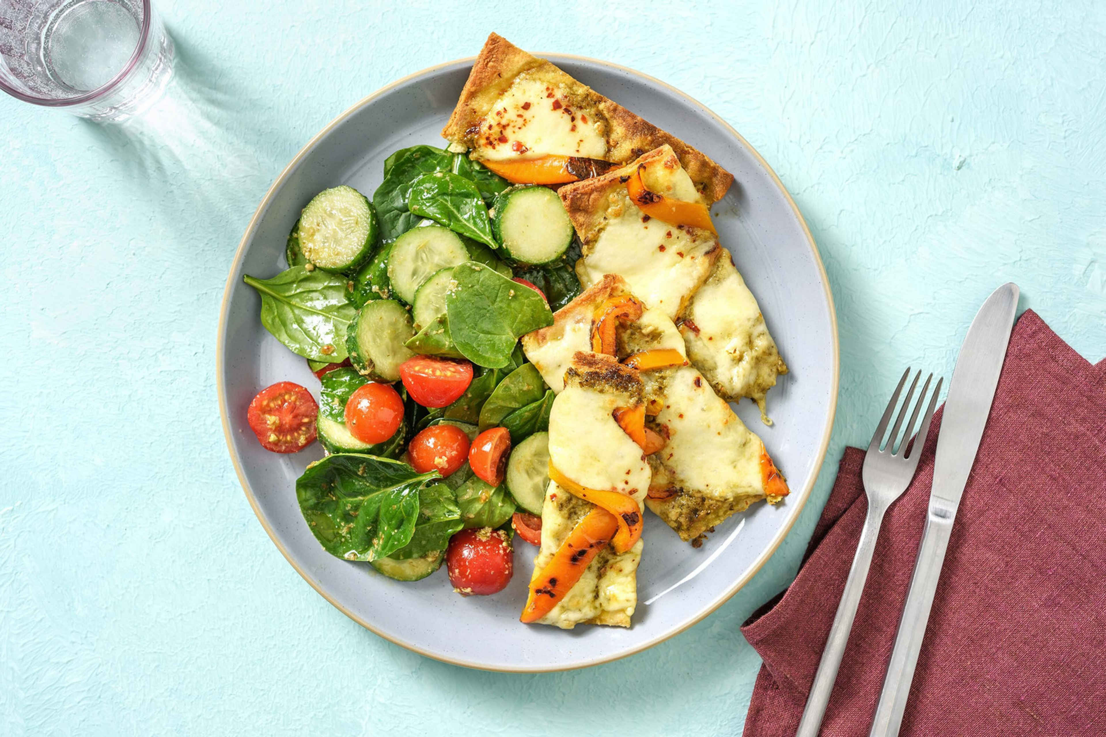 Spring Pesto Mozzarella Flatbread Recipe HelloFresh