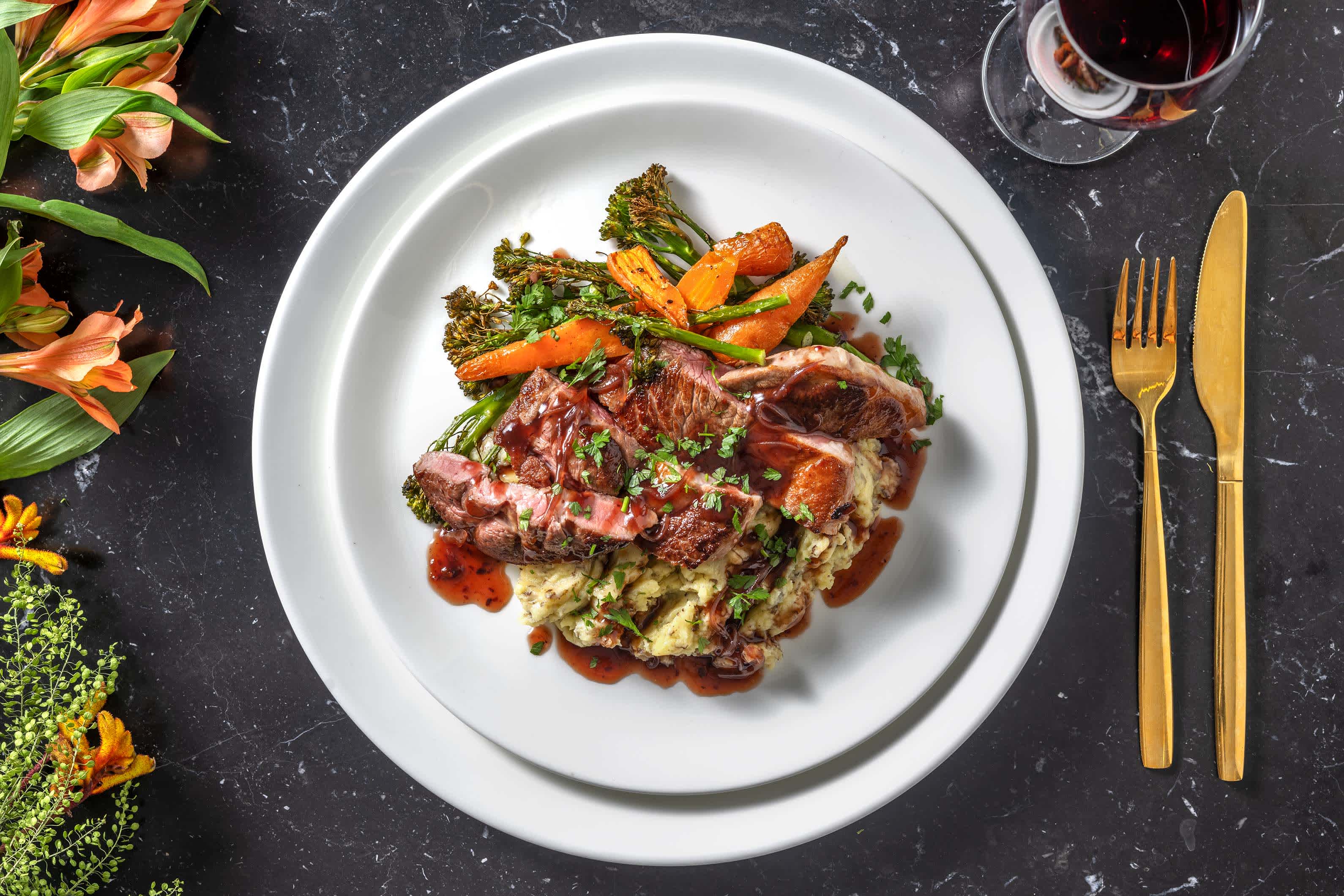 Pan Fried Lamb Steak with Garlic Mash Recipe HelloFresh