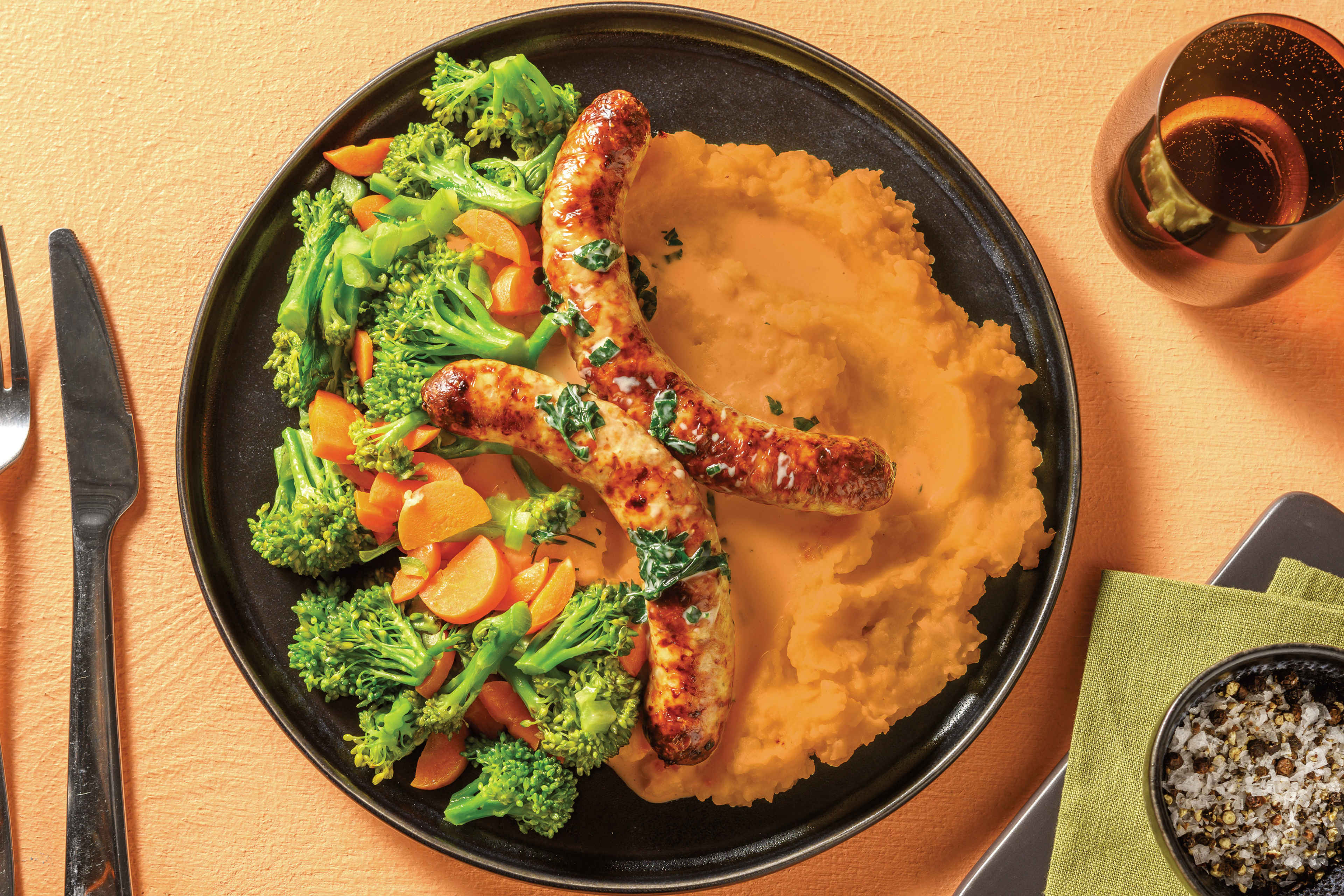 Pork Sausages & Creamy Parsley Sauce Recipe HelloFresh