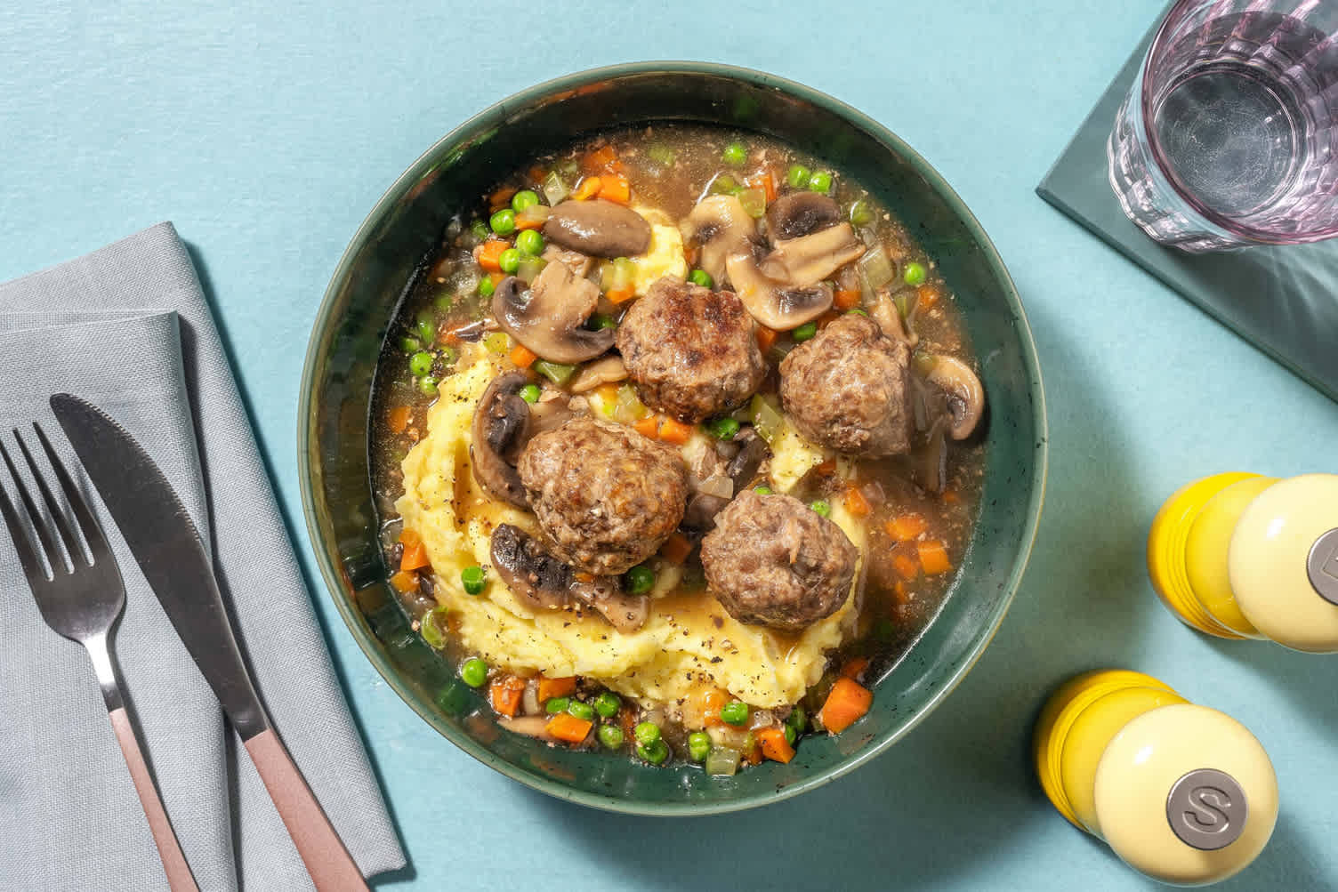 Hearty Meatball and Mushroom Stew