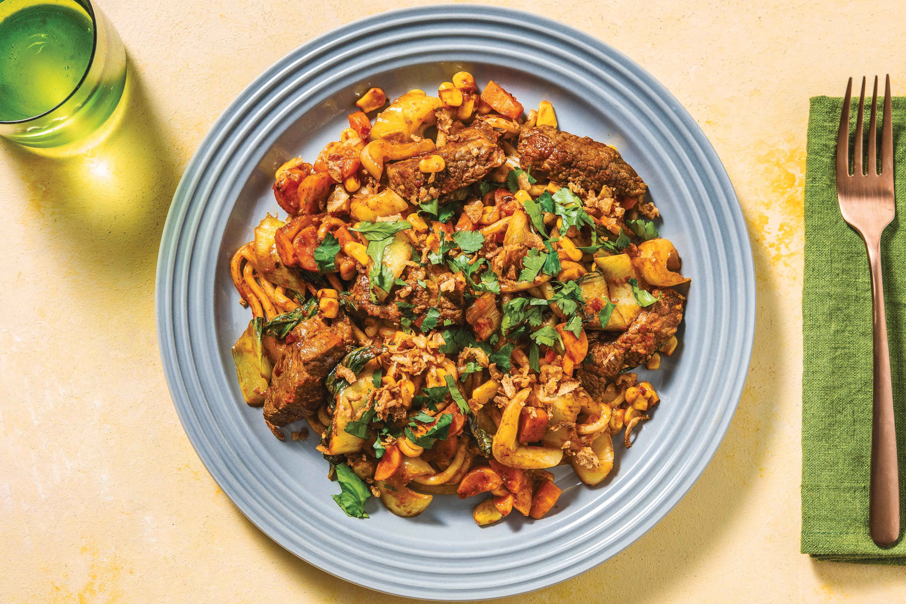 Sichuan Beef Strips with Noodles & Asian Veggies Cook Now! Recipe