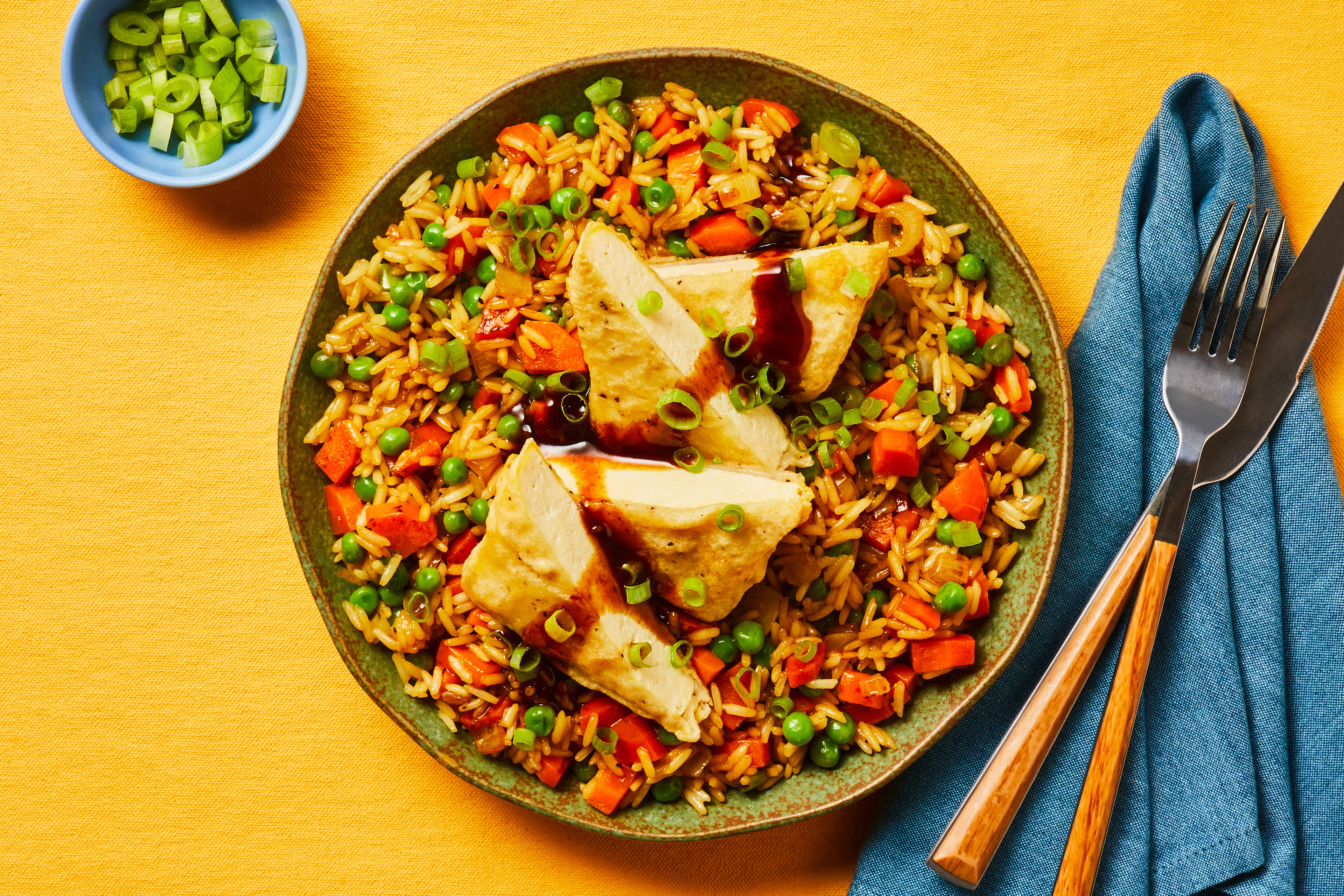 Vegan Fried Tofu with Loaded Garden Rice Recipe HelloFresh