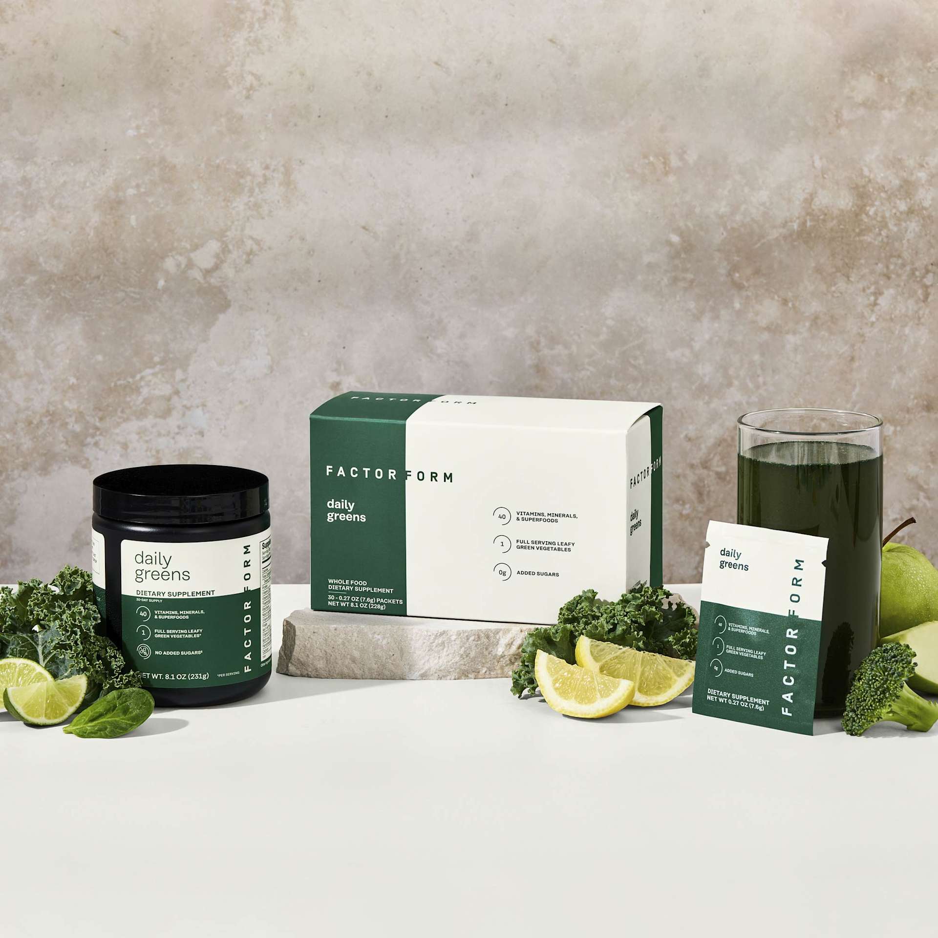 greens product packaging