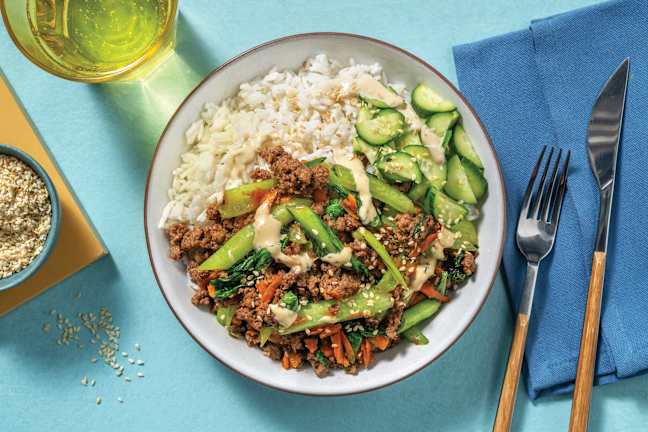 HelloHero: Ginger & Teriyaki Beef & Pork Rice Bowl