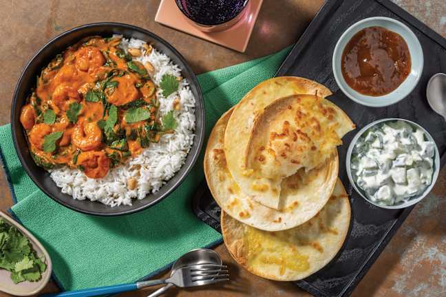 Prawn Masala Curry & Cheesy Tortillas