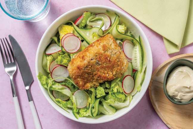 Quick Crumbed Fish & Lemony Cos Salad