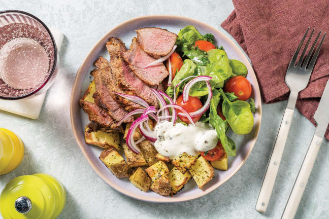 Double Greek-Style Beef Rump & Supergreen Salad