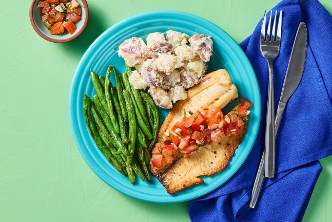 Baked Tilapia & Fresh Tomato-Dill Relish