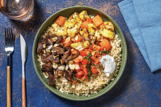 Chermoula Beef & Brown Rice Bowl