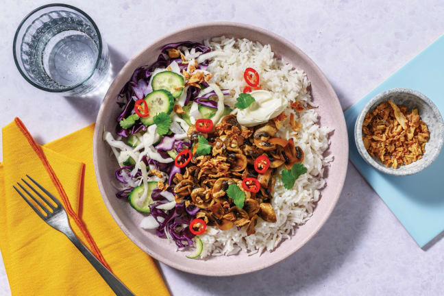 Vietnamese-Style Mushroom & Chicken Rice Bowl