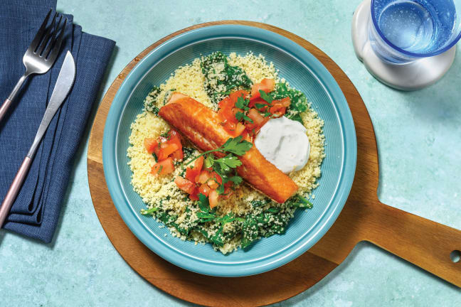 Easy Seared Salmon & Spinach Couscous