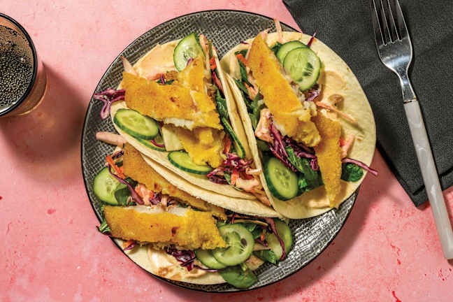 Crumbed Fish & BBQ Mayo Tacos