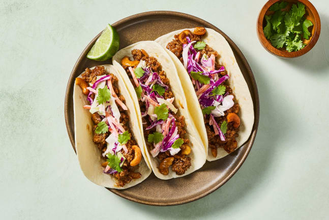 Sweet & Spicy Cashew Pork Tacos