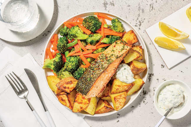 Garlic-Herb Salmon & Roasted Potatoes